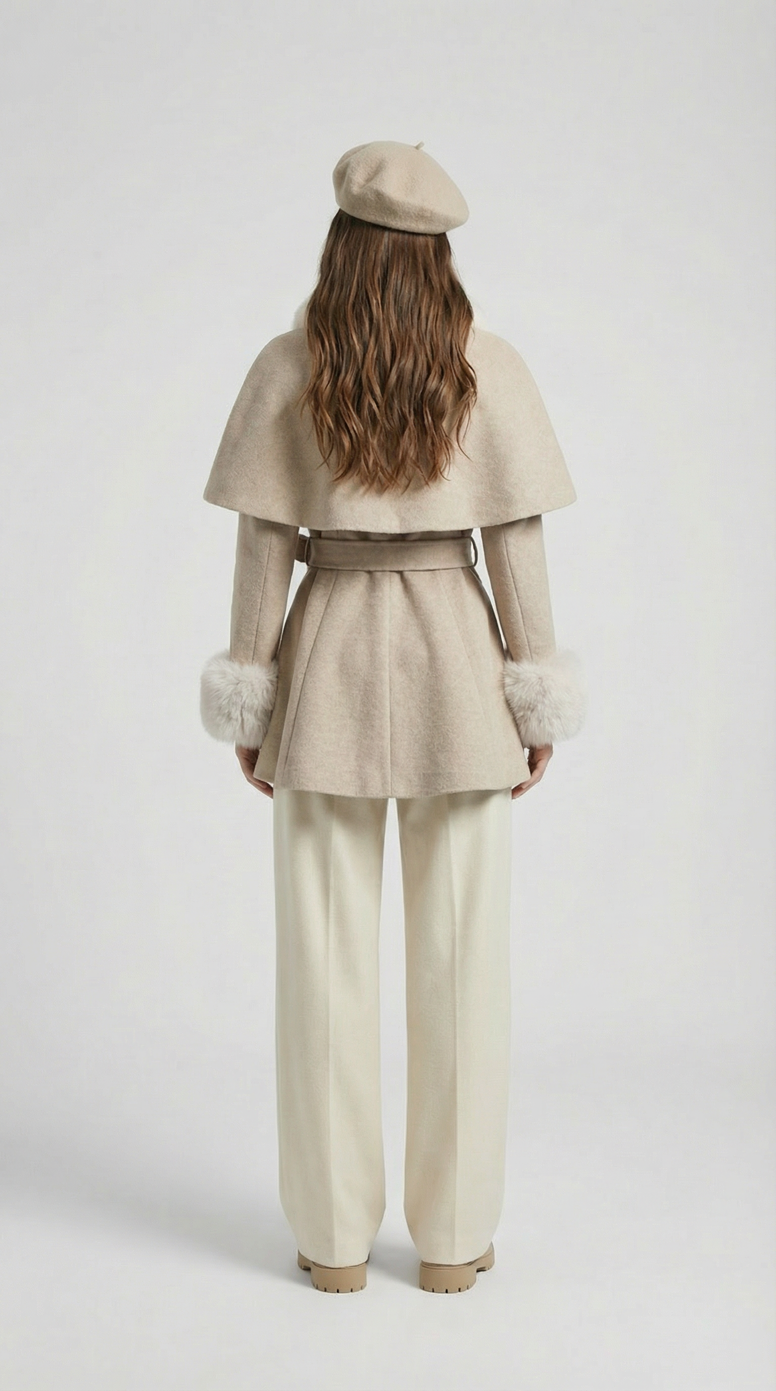 Lunor - Cappotto Classico Europeo in Lana con Colletto e Maniche Pelose