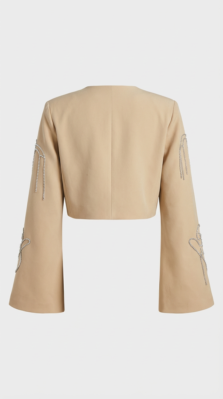 Aura - Besticktes Set mit verkürzter Jacke + Hochtaillierte Hose