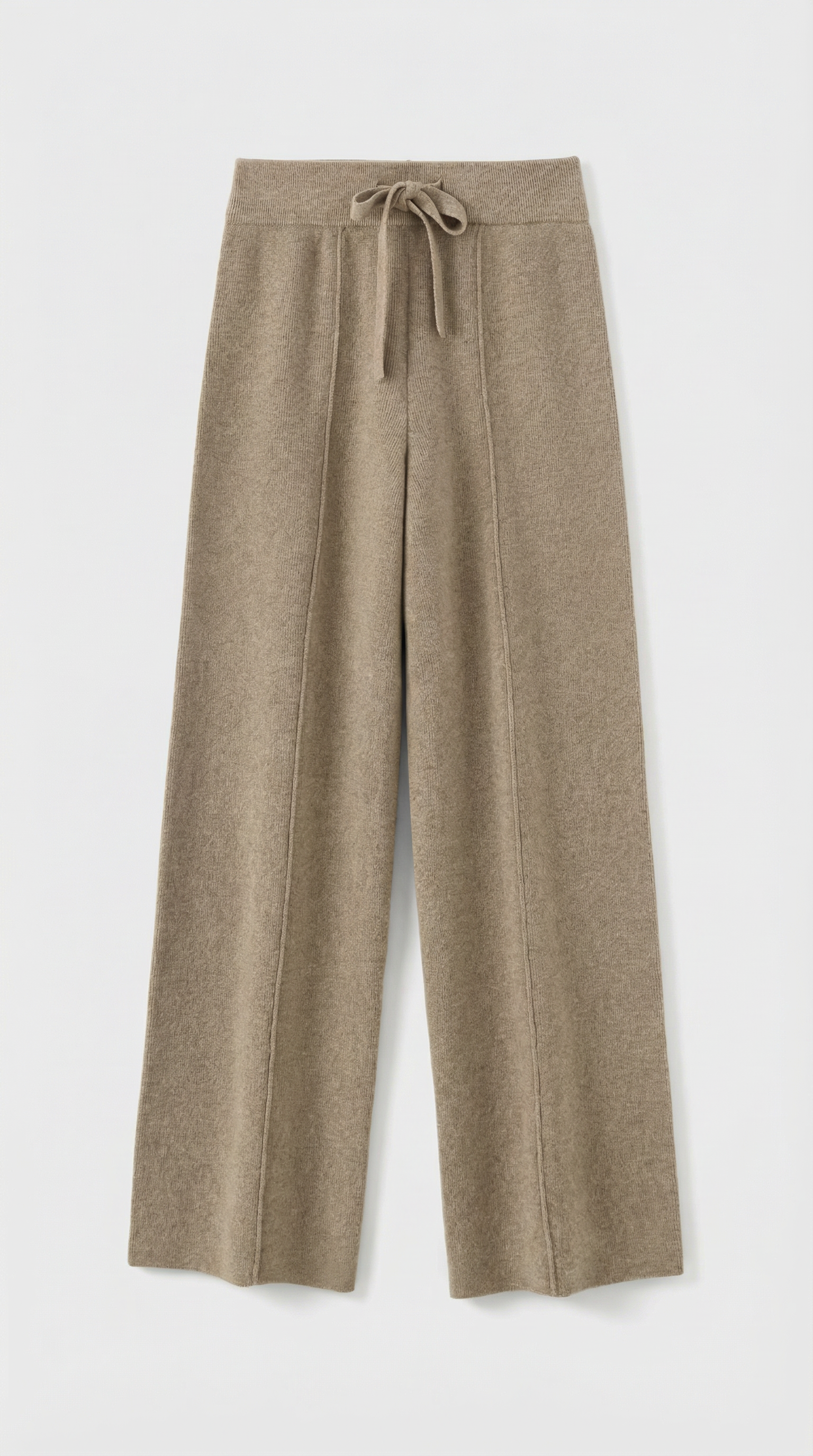 Milos - Pantaloni a Gamba Larga in Lana Merino 100% Beige