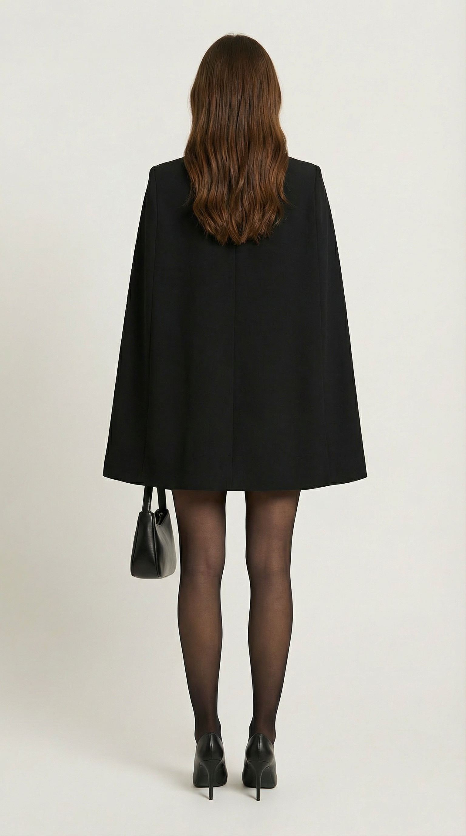 Larienne - Vestido estilo capa con escote en V profundo y botones llamativos en negro