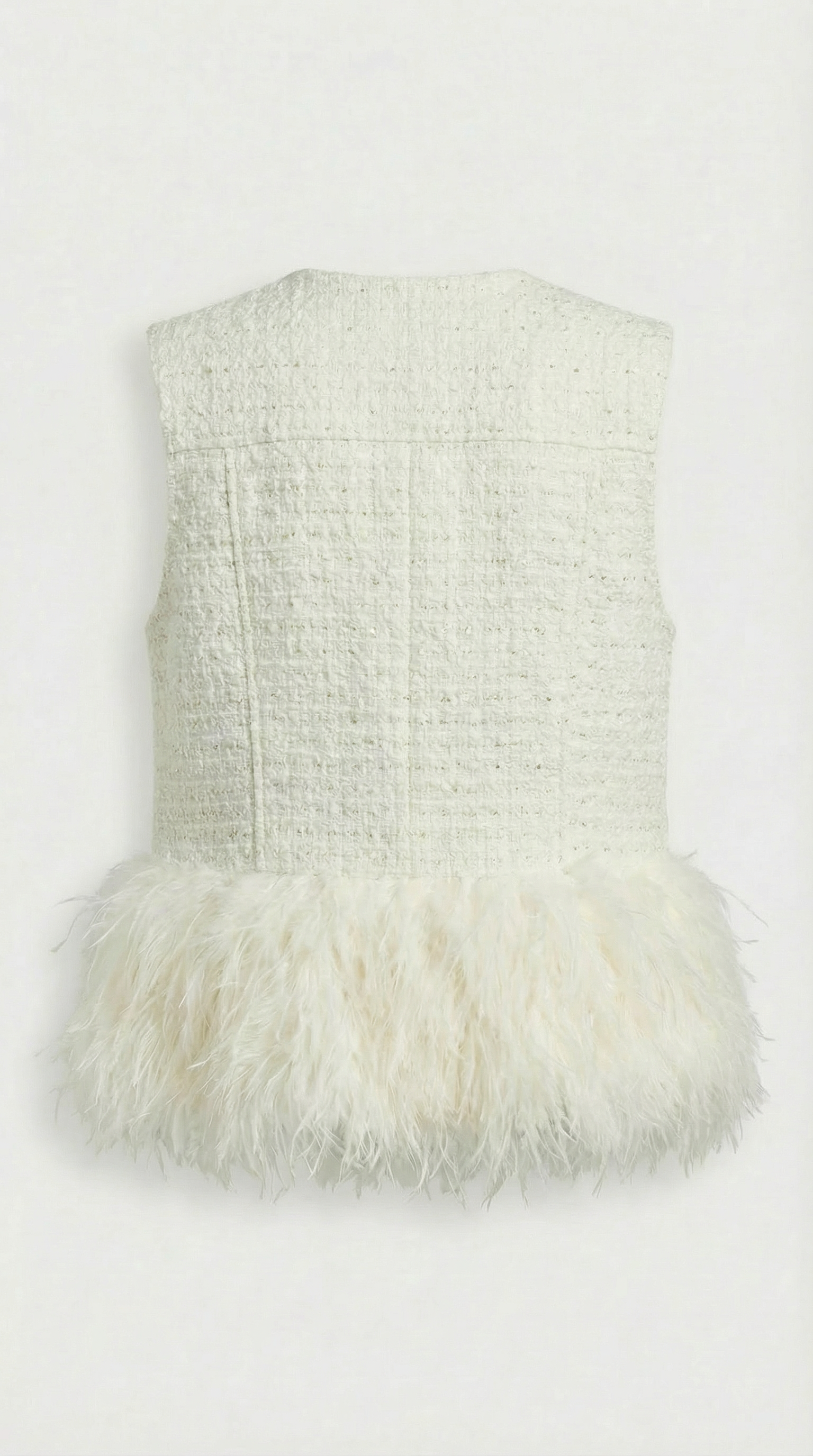 Eliora - Manteau sans manches blanc chaud à col rond