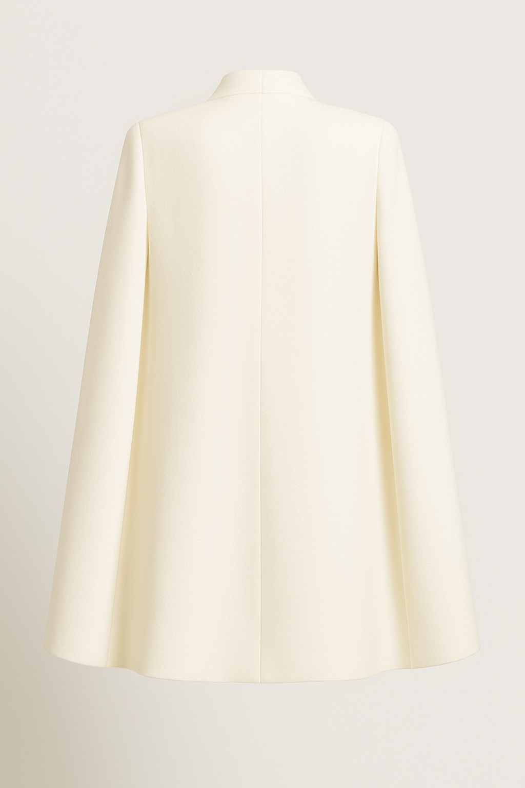 Larienne - Cape-Kleid mit tiefem V-Ausschnitt und auffälligem Knopf Weiß
