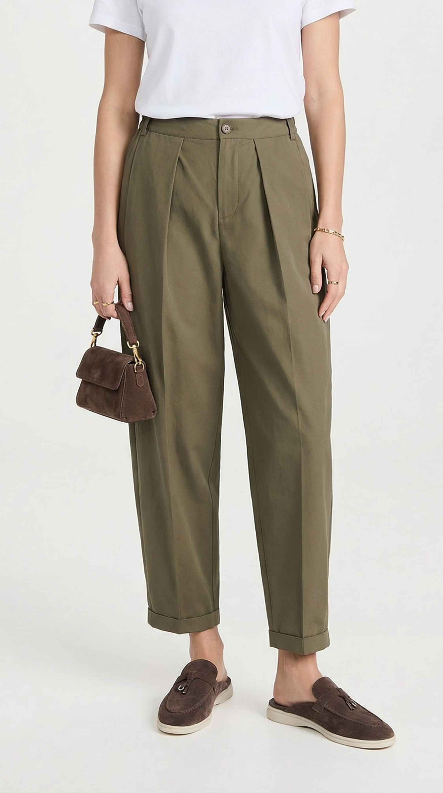 Nemi - Pantaloni a zampa vita alta verdi