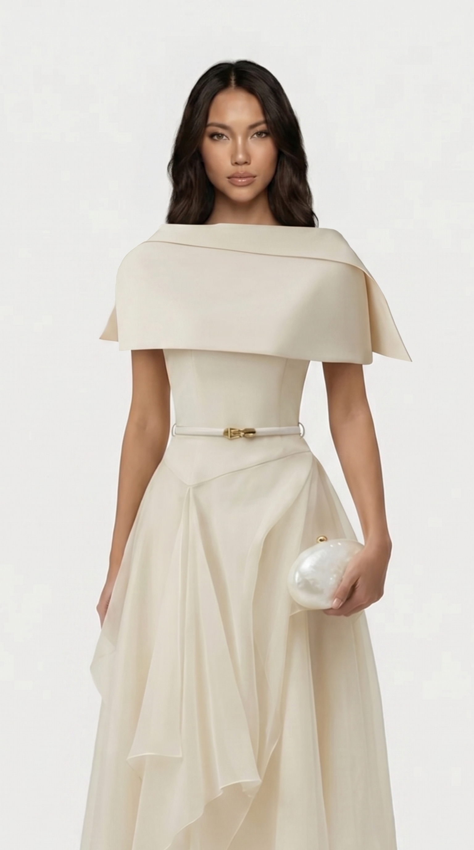 Kora - Rückenfreies Gaze-Cape-Kleid
