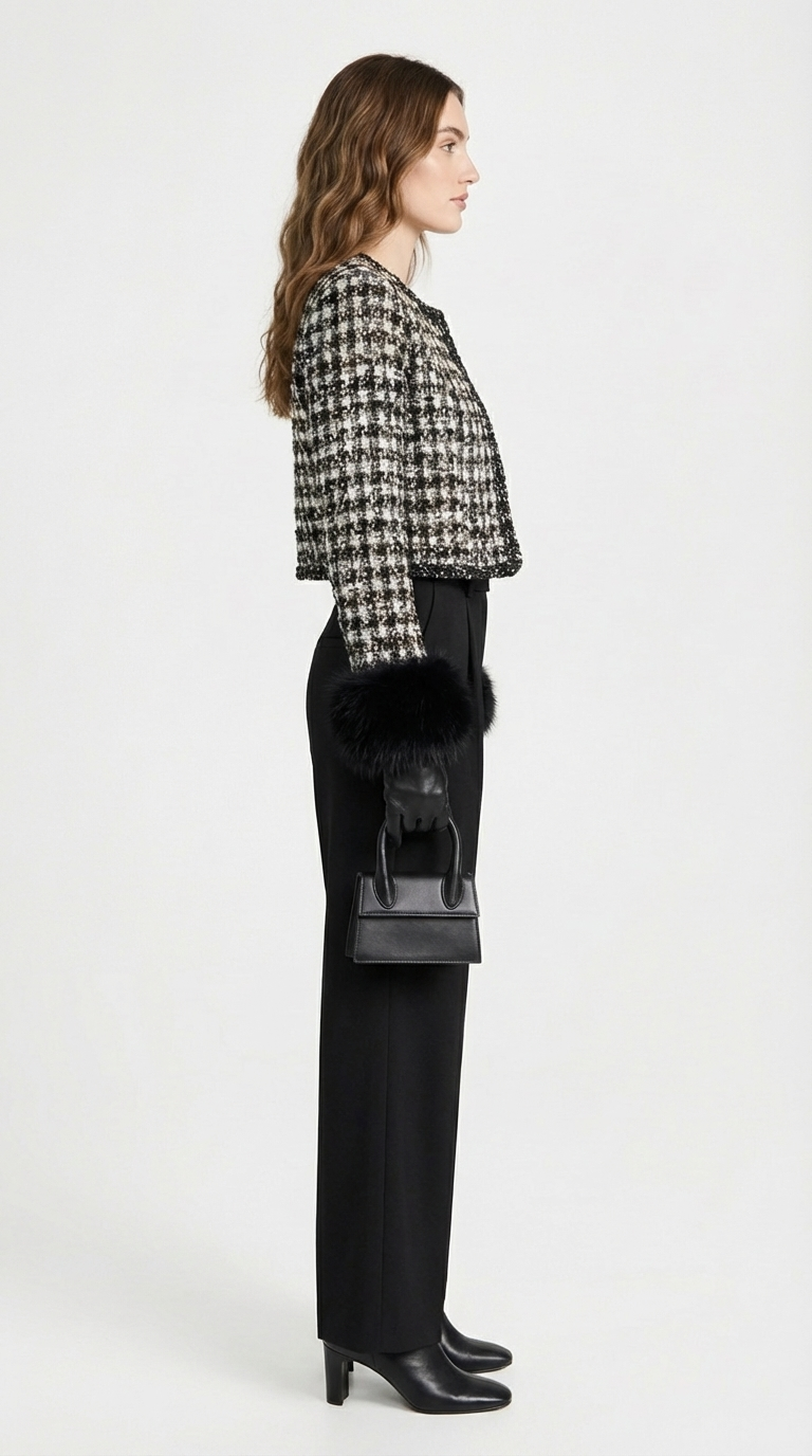 Criss - Blazer Imbottito in Cotone Chic con Polsini in Pelliccia Vegana