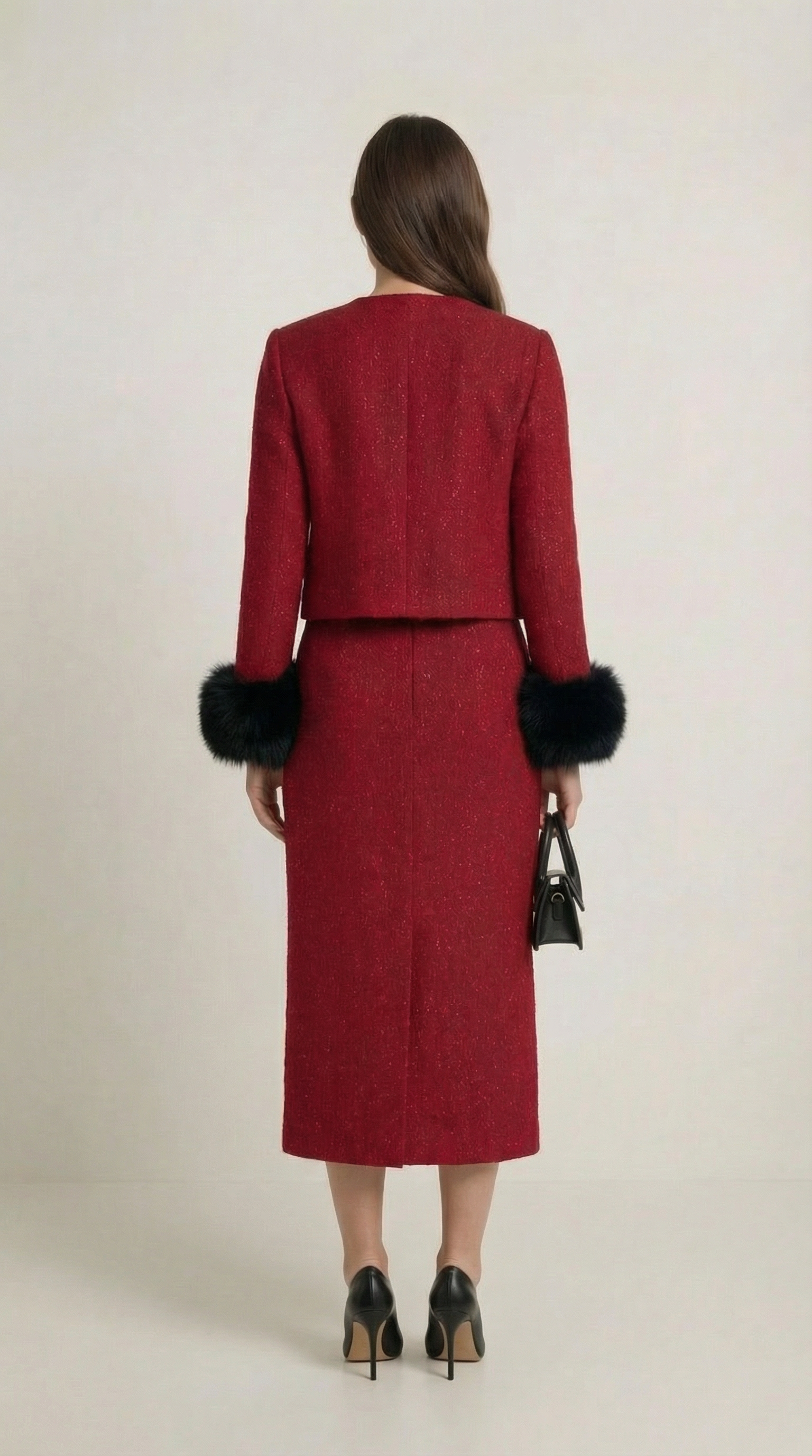 Moraine - Completo Giacca e Gonna a Mezza Lunghezza Rossa e Stilosa