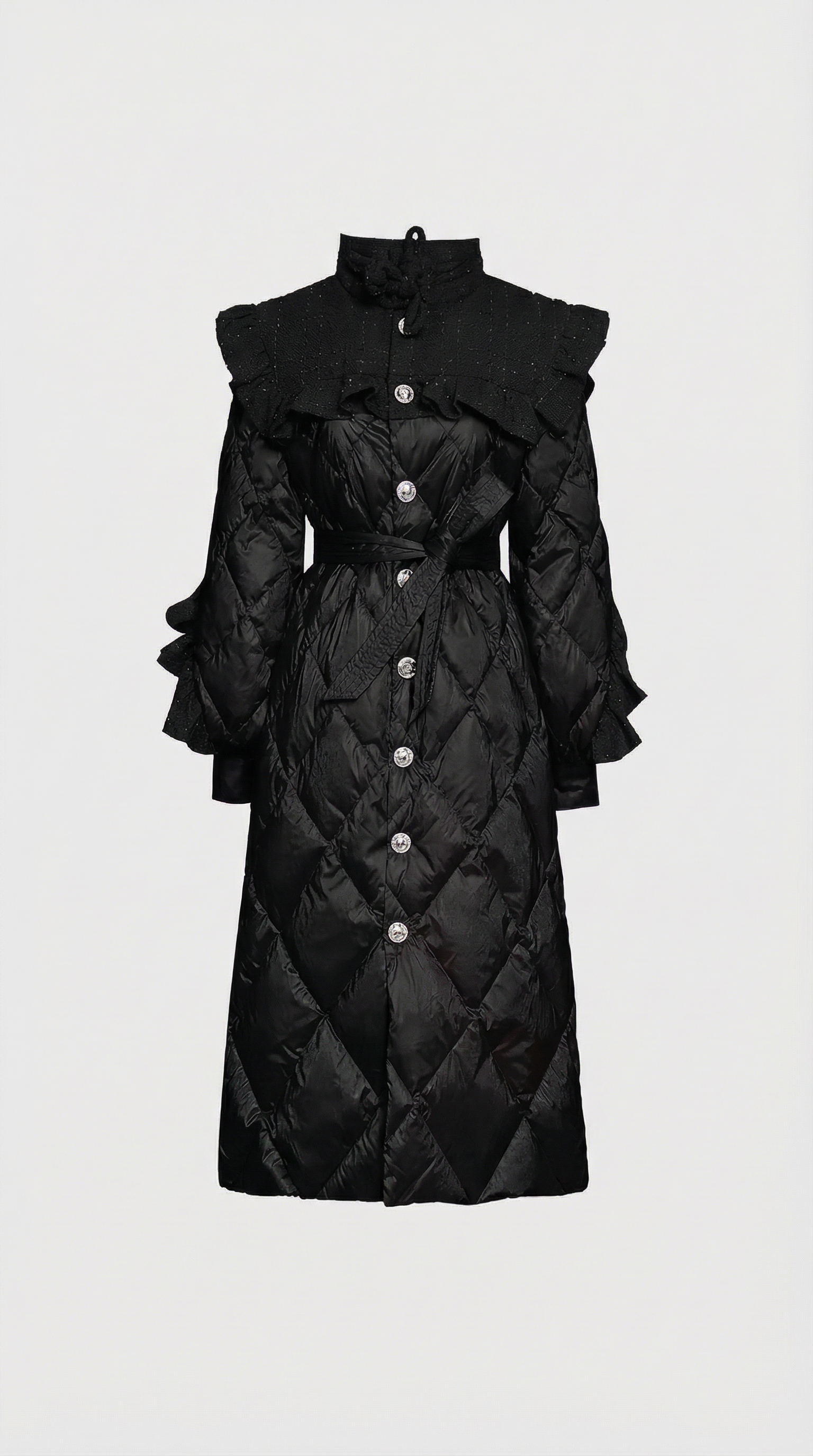 Ophira - Diamant-gequilteter Daunenmantel mit tweed-texturiertem Oberteil
