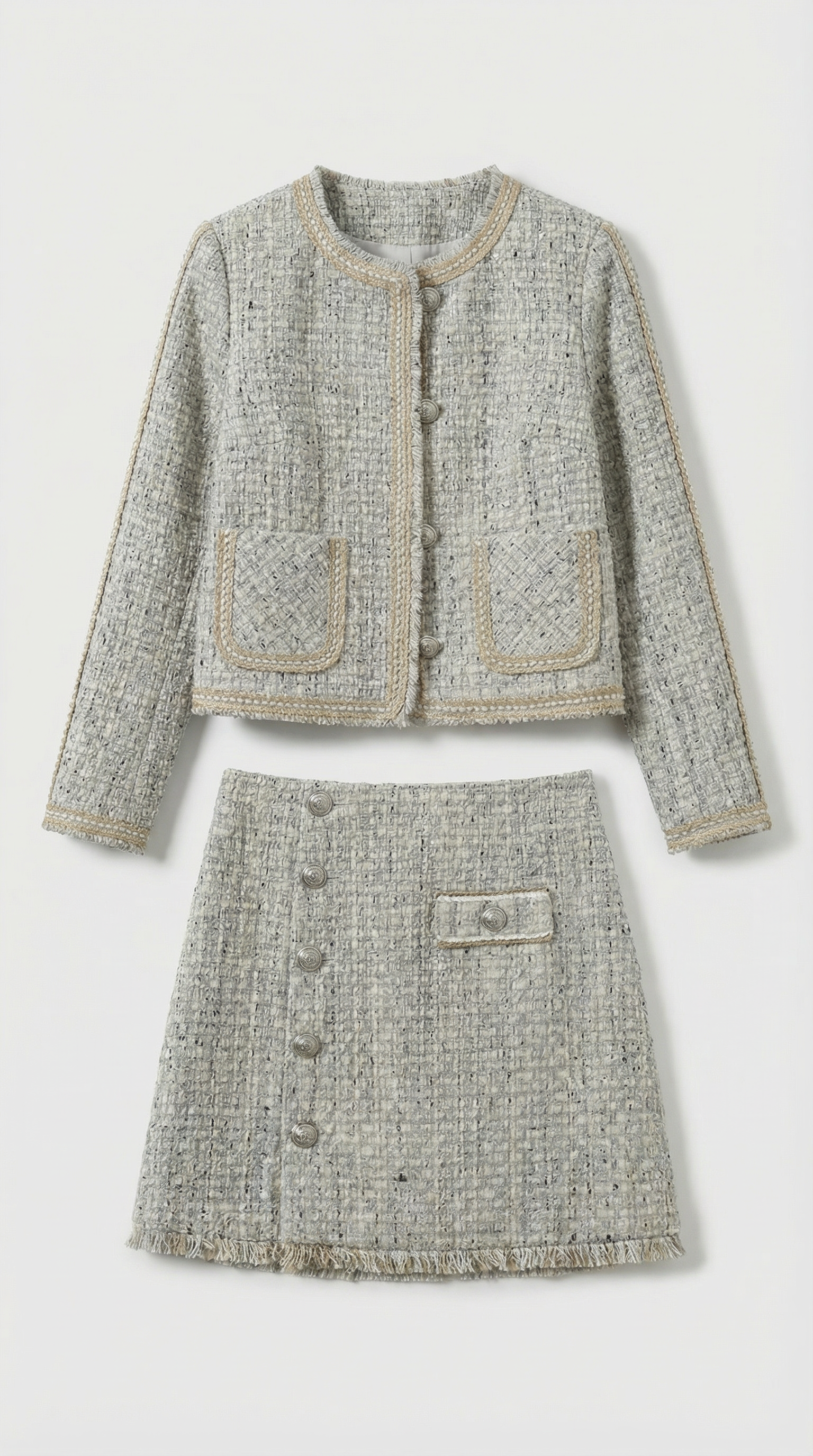 Ivoir - Von Frankreich inspirierter Tweedrock und Blazer Set