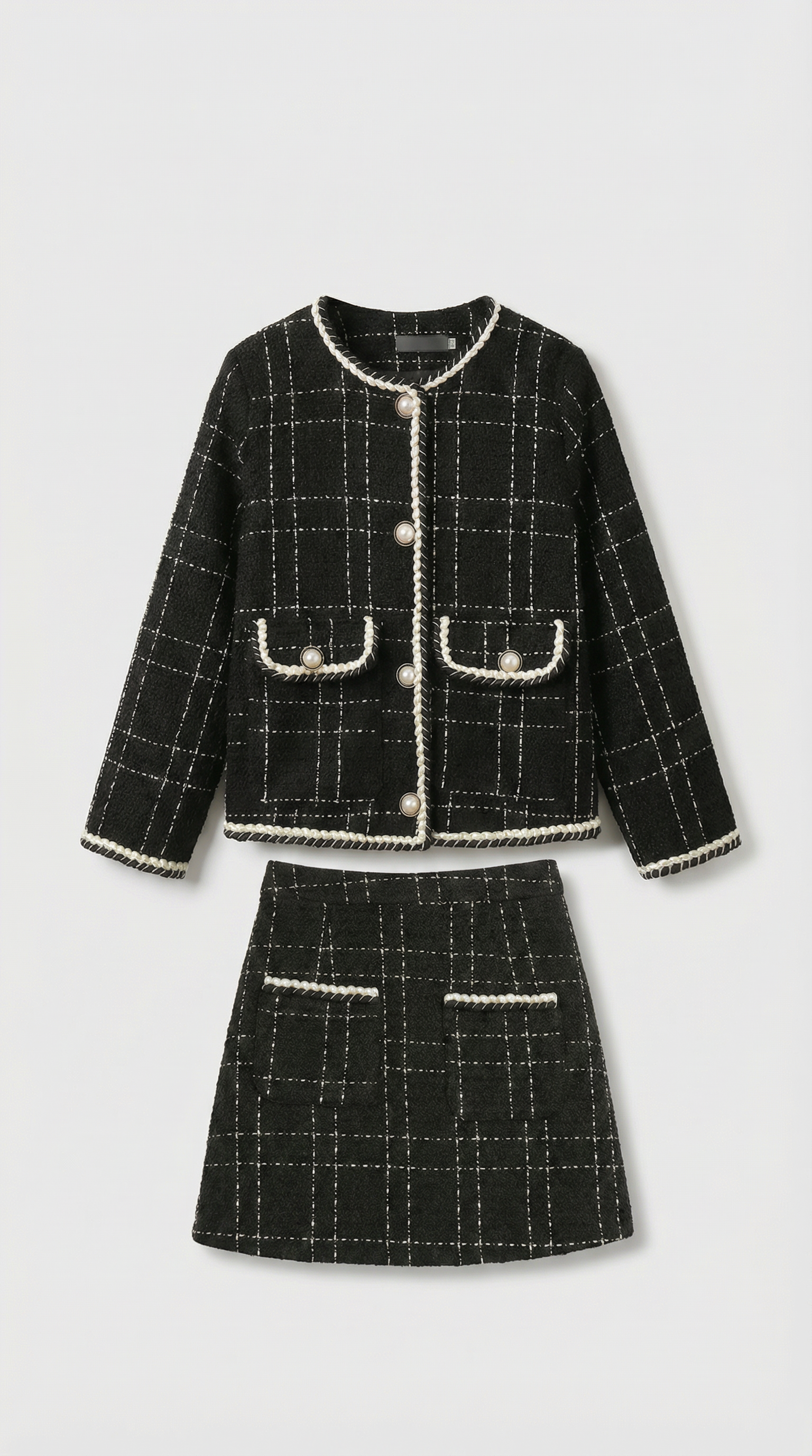 Skara - Tweed Suit Set with Jacket and Skirt
