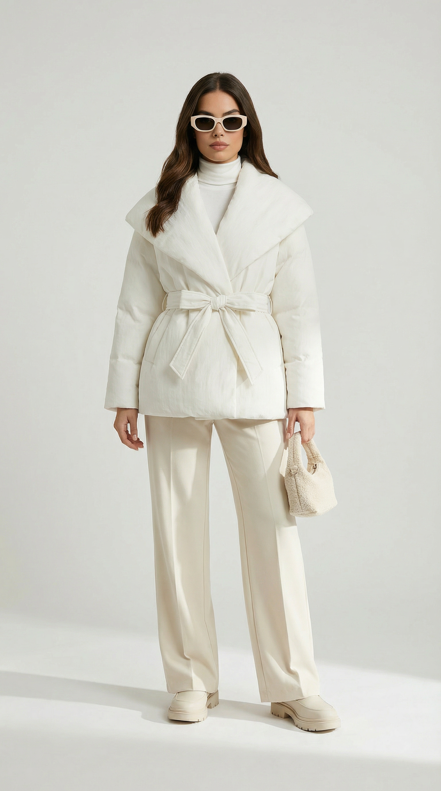 Caliss - Oversized Kragen und Schleifen-Schnürjacke mit schmaler Taille