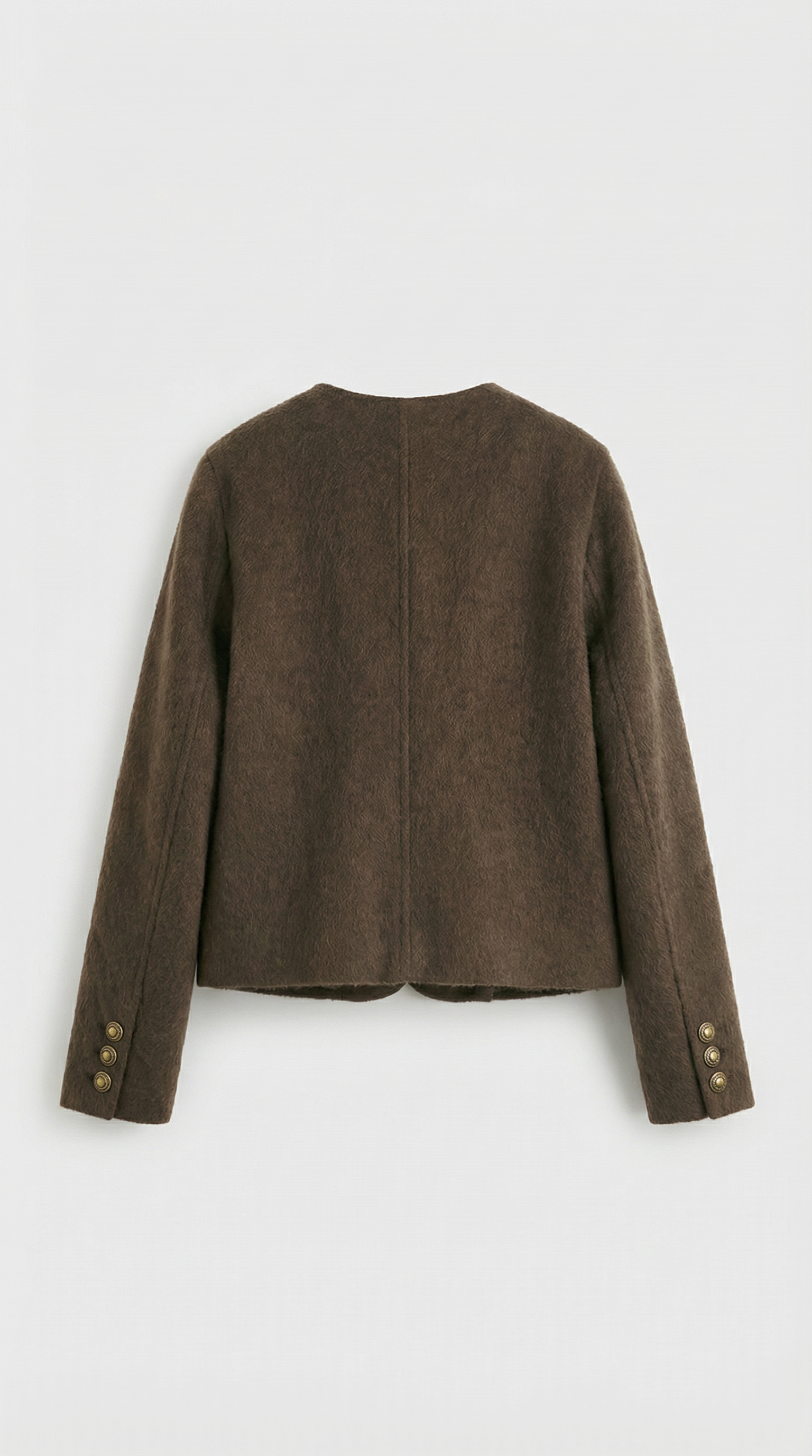 Belle - Chaqueta Mezcla de Lana y Cachemira con Silueta Cuadrada y Corta Marrón