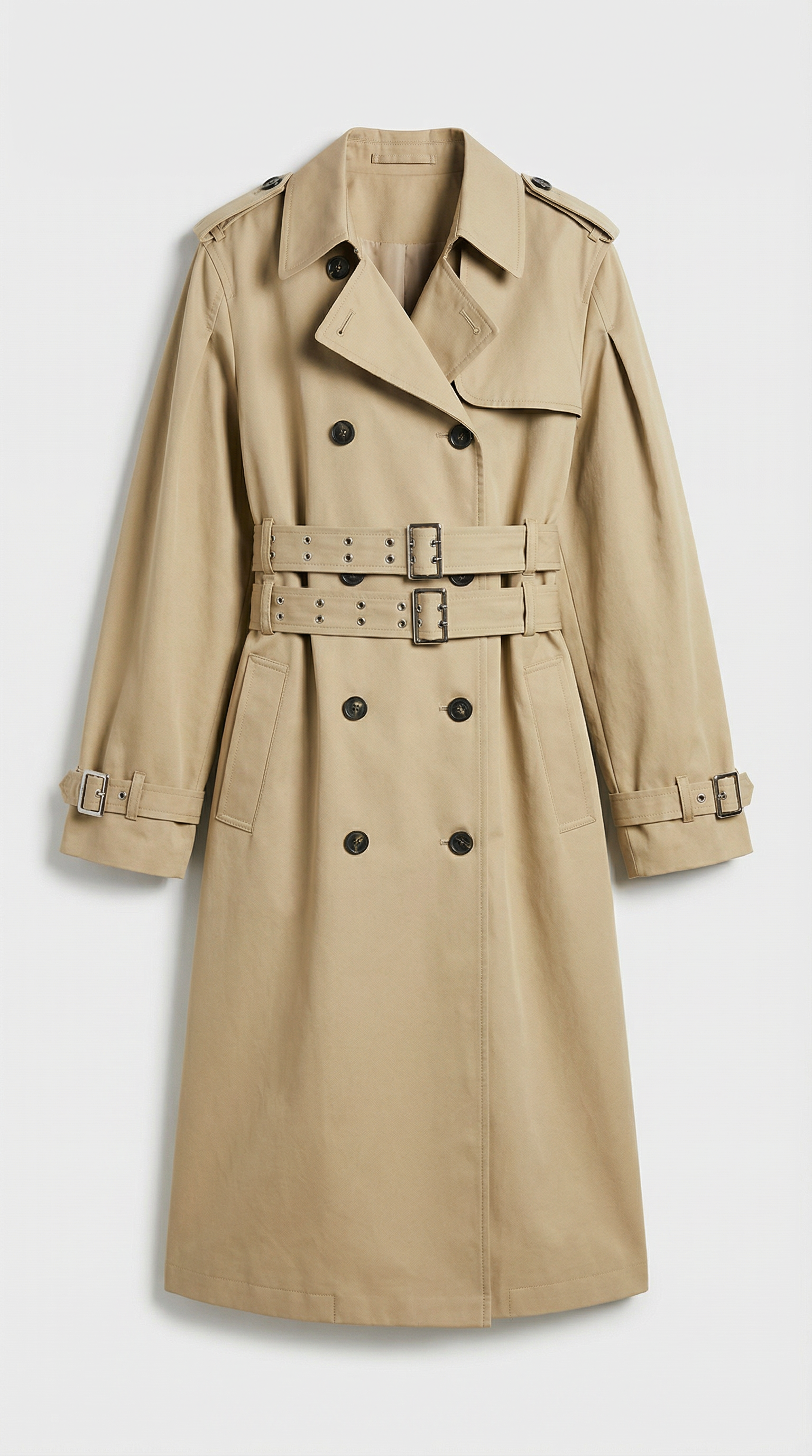 Luma - Doppelgurtiger Langer & Lockere Trenchcoat