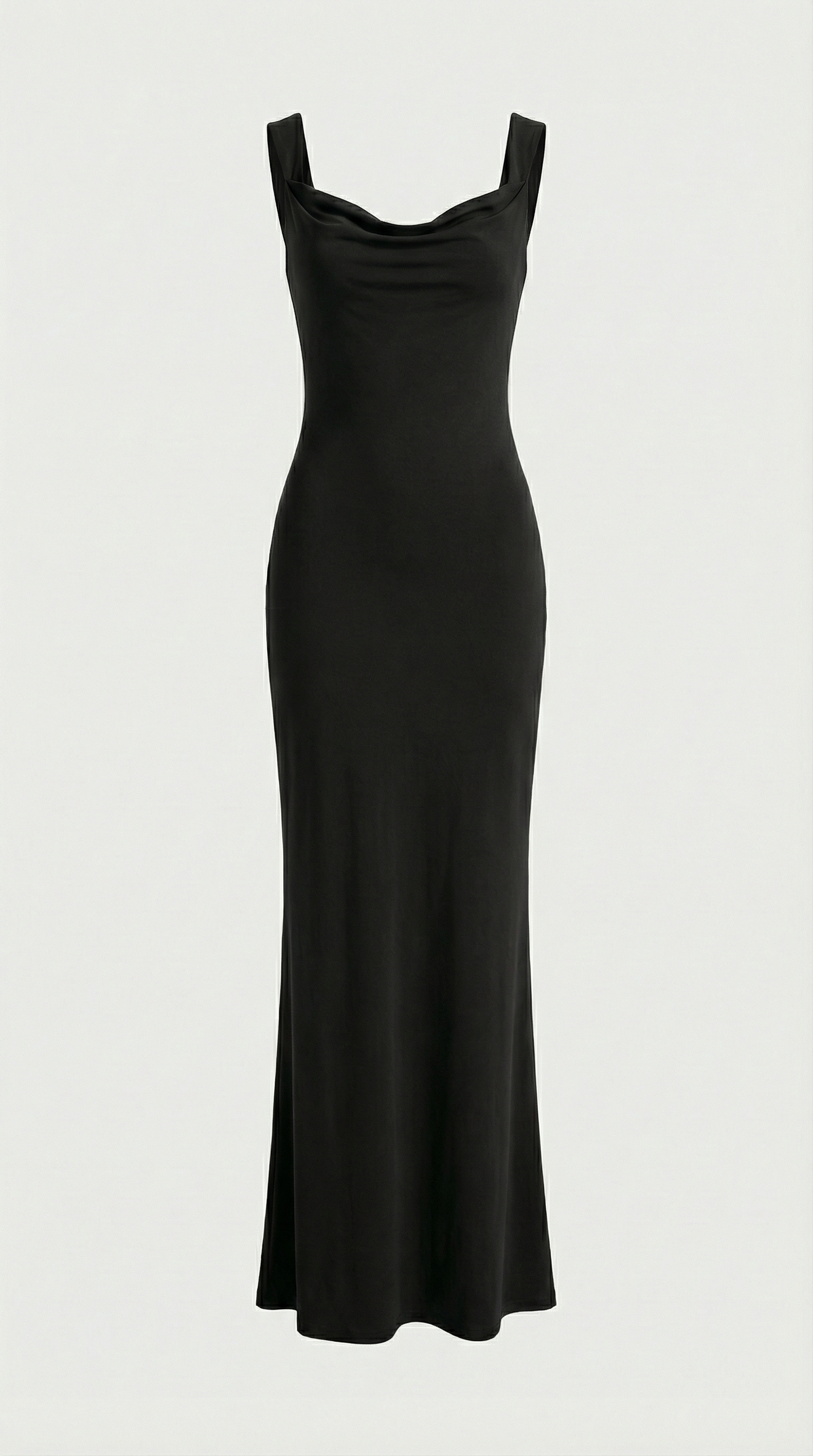 Essa - Sexy Bow Backless Cowl-Neck Maxi Dress Black