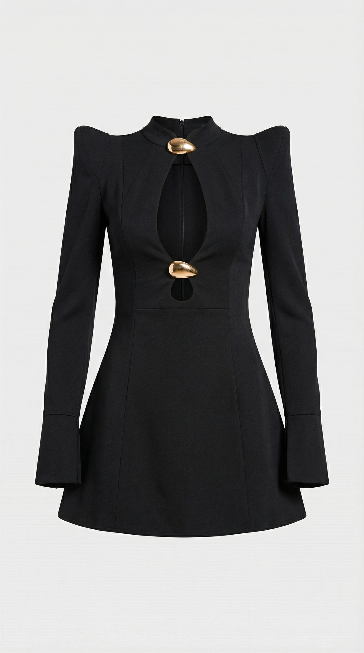Muse - Minivestido con cortes esculturales y detalles dorados