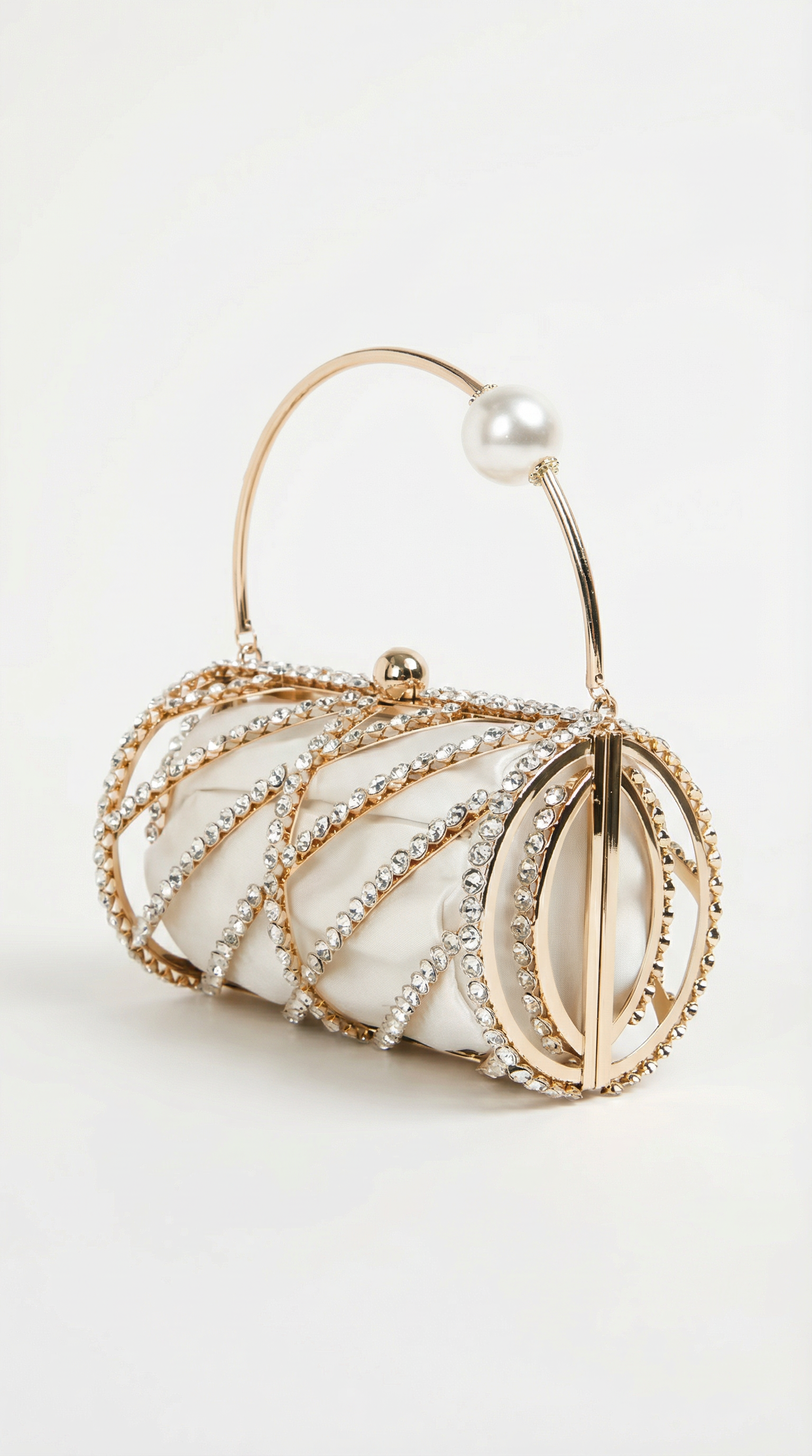 Celeste - Mit Diamanten besetzte horizontale Fass-Clutch