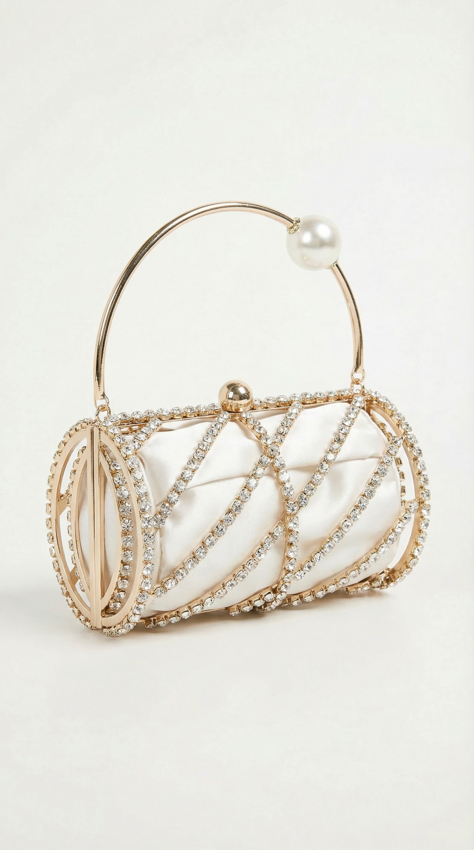 Celeste - Mit Diamanten besetzte horizontale Fass-Clutch