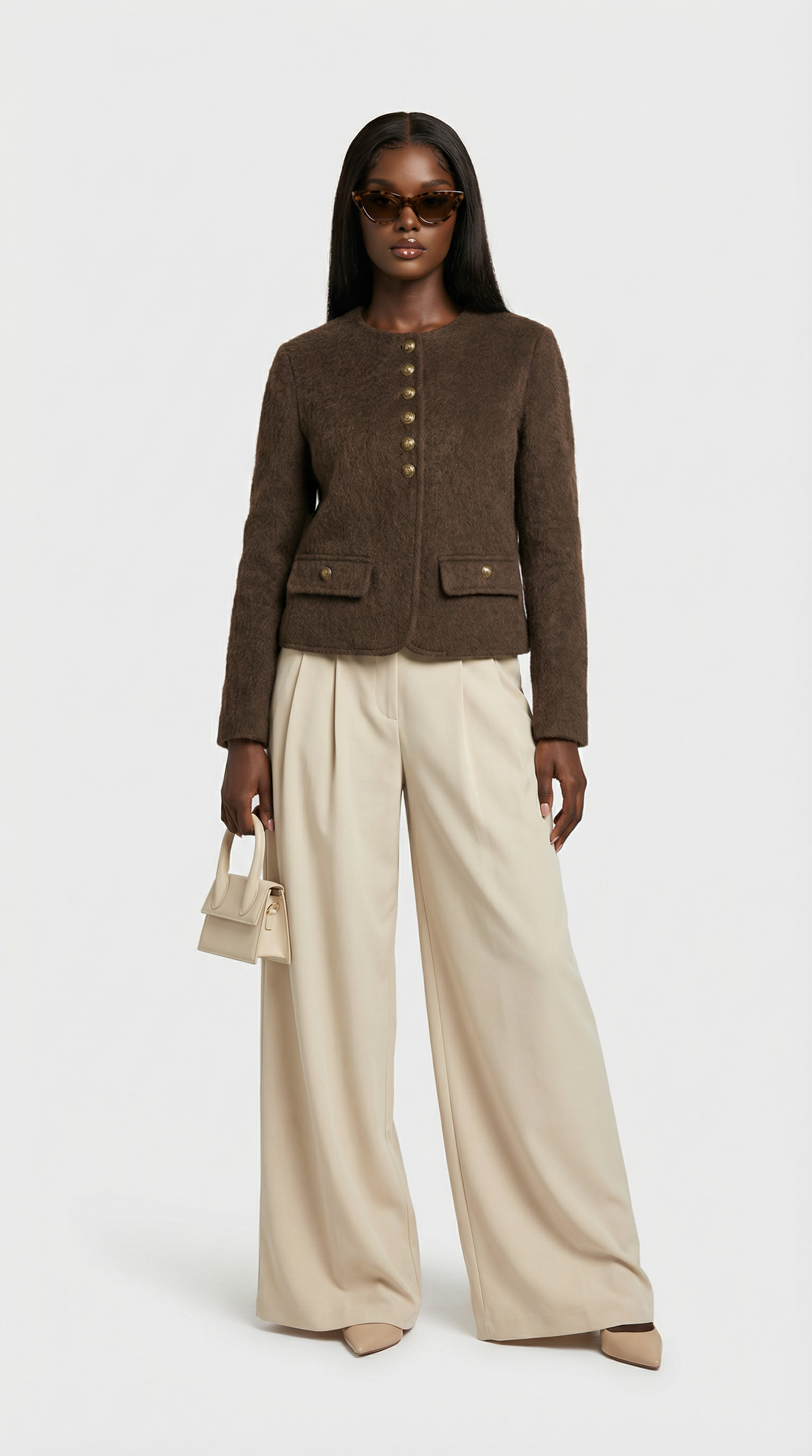 Belle - Woll- und Kaschmir-Mischjacke mit boxy, verkürzter Silhouette Braun
