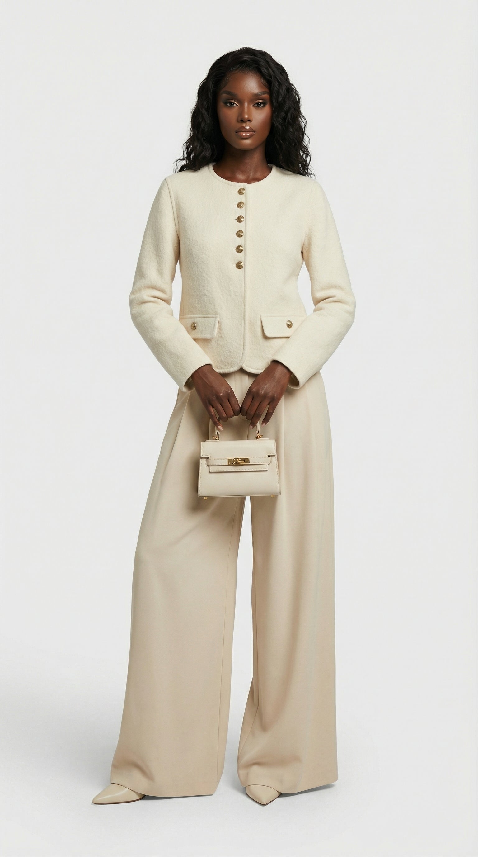 Belle - Woll- und Kaschmir-Mischjacke mit boxy, verkürzter Silhouette Beige
