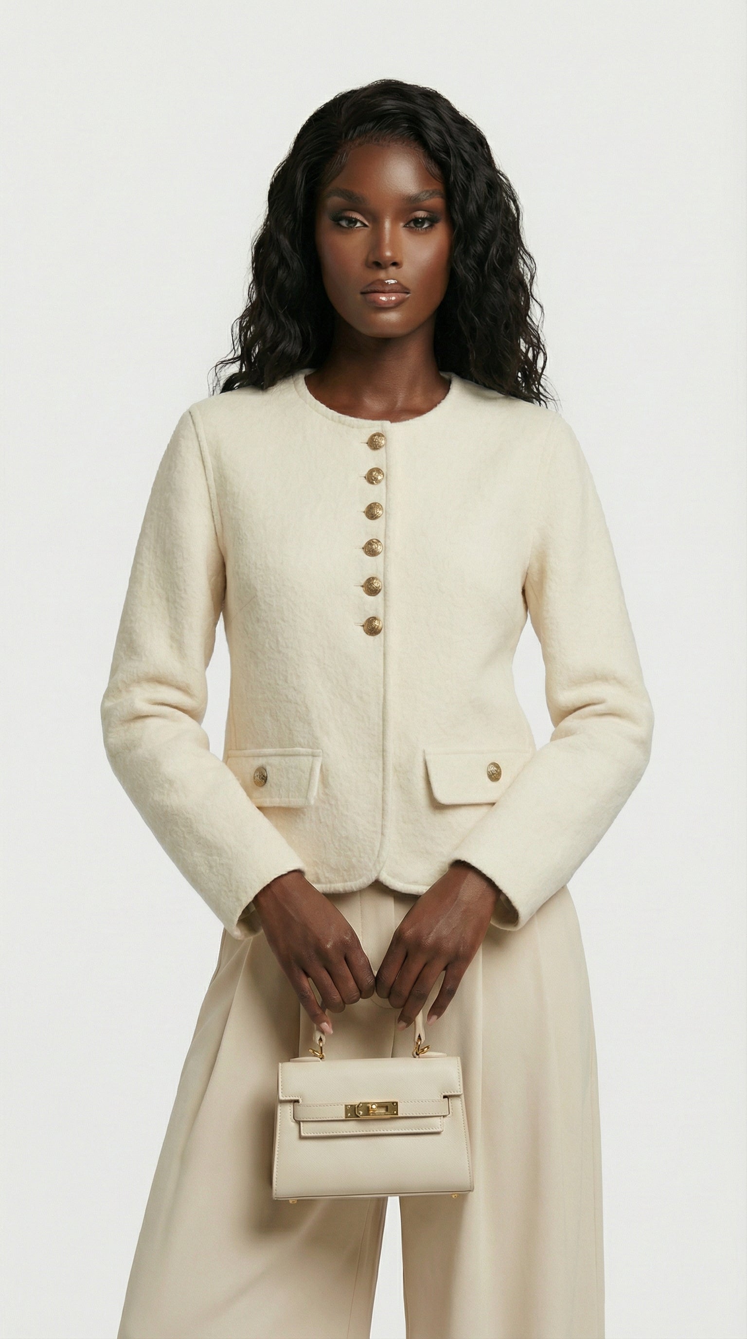 Belle - Woll- und Kaschmir-Mischjacke mit boxy, verkürzter Silhouette Beige