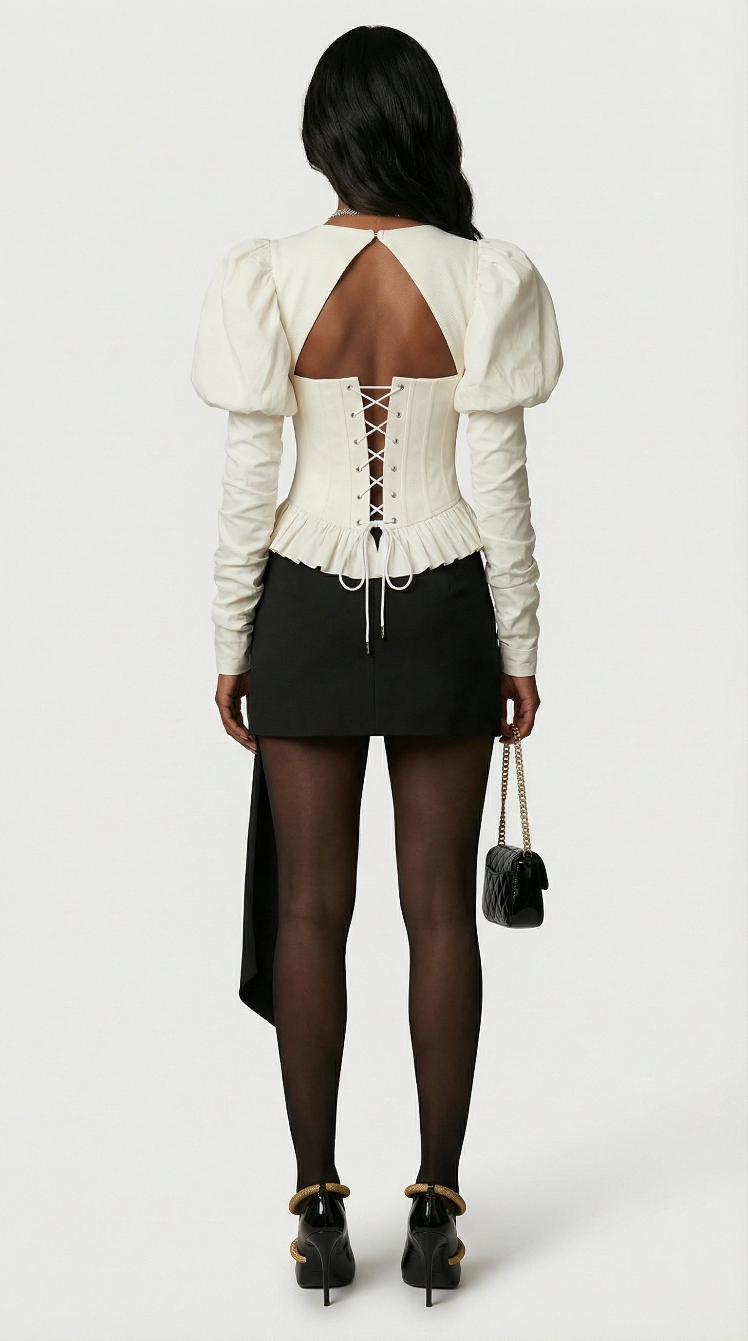 Noble - Top corpetto plissettato chic a spina di pesce