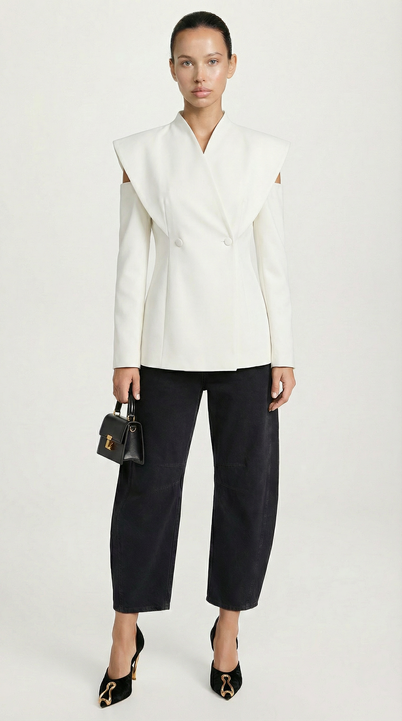 Aise - Blazer sculptural à découpes avant-gardiste Blanc