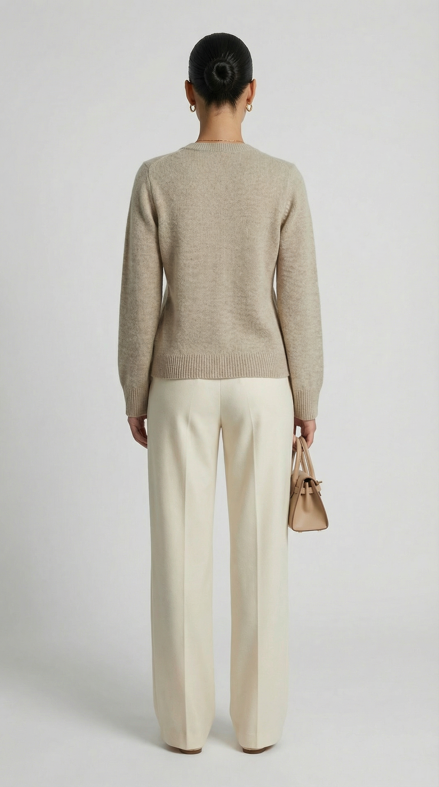 Kaya - Minimalistische weich gestrickte Strickjacke Beige
