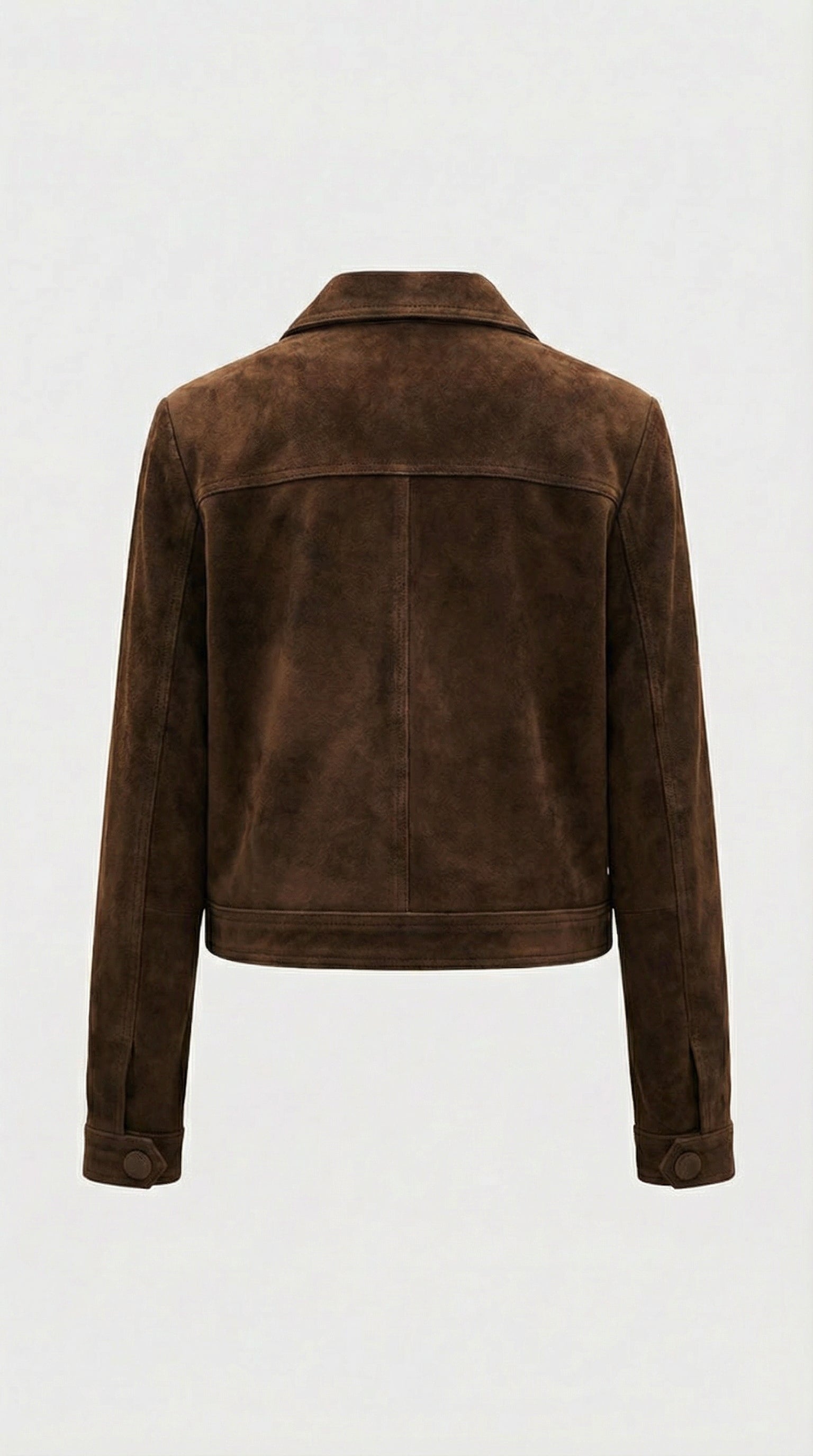Arin - Dark Brown Suede Cropped Natural Leather Jacket