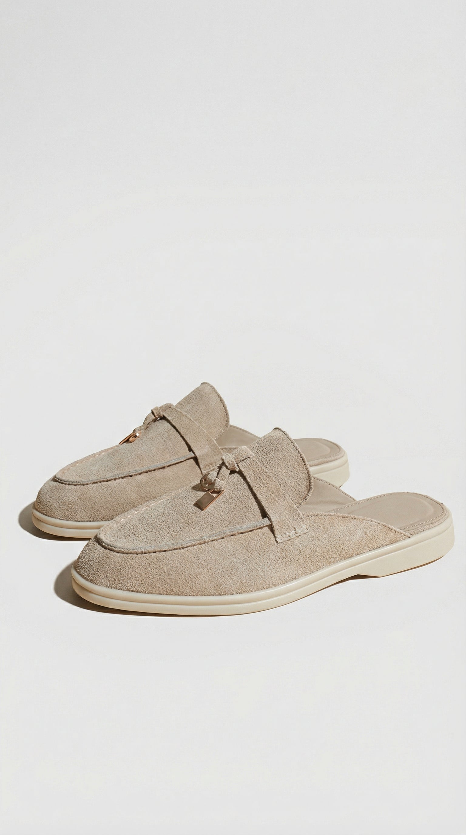 Sora - Mules de cuero natural sin cordones marfil