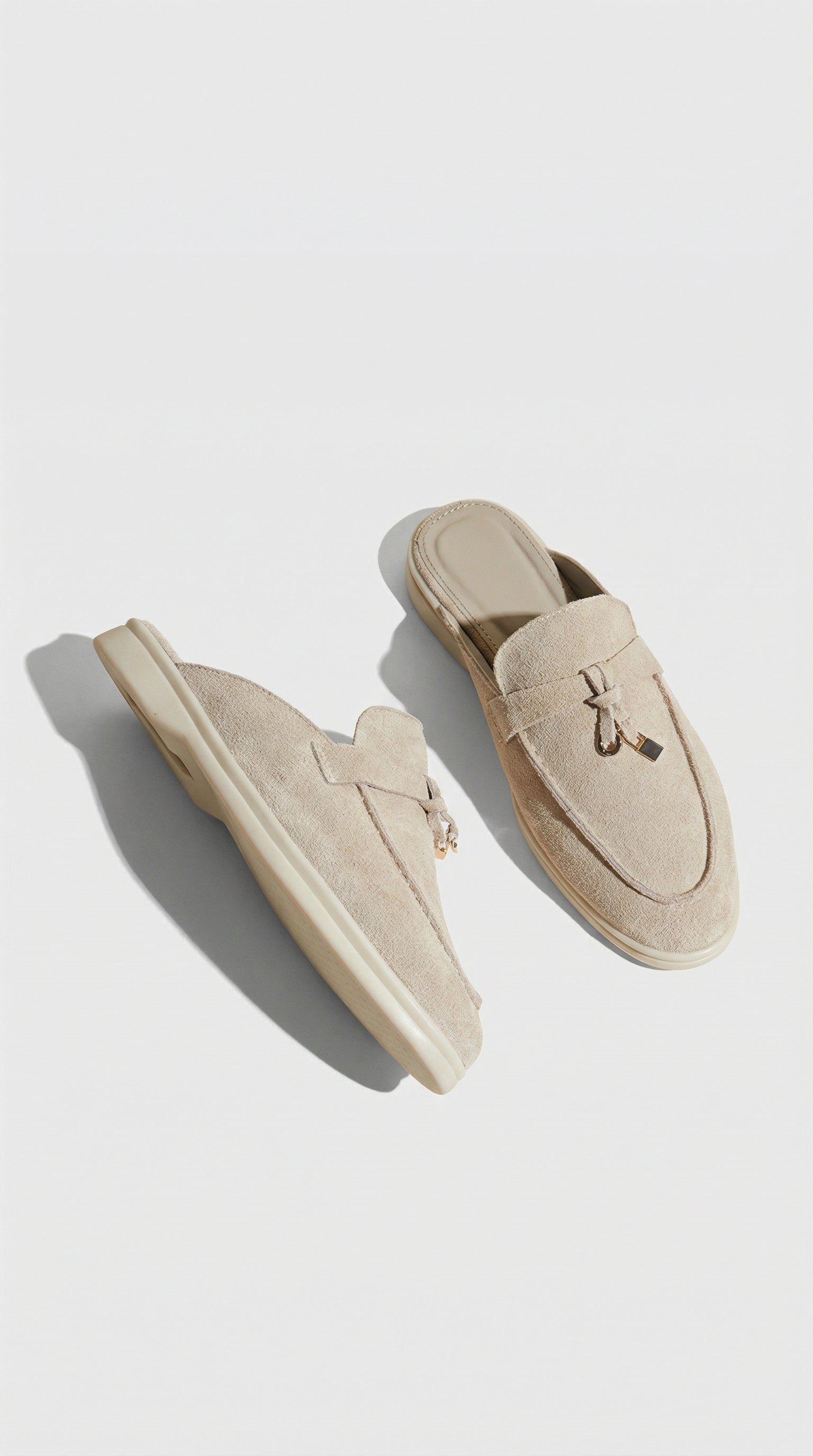 Sora - Mules de cuero natural sin cordones marfil
