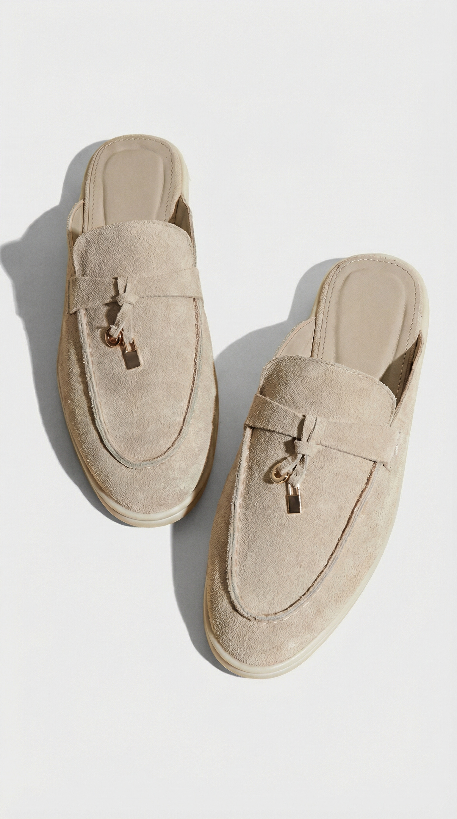 Sora - Mules de cuero natural sin cordones marfil
