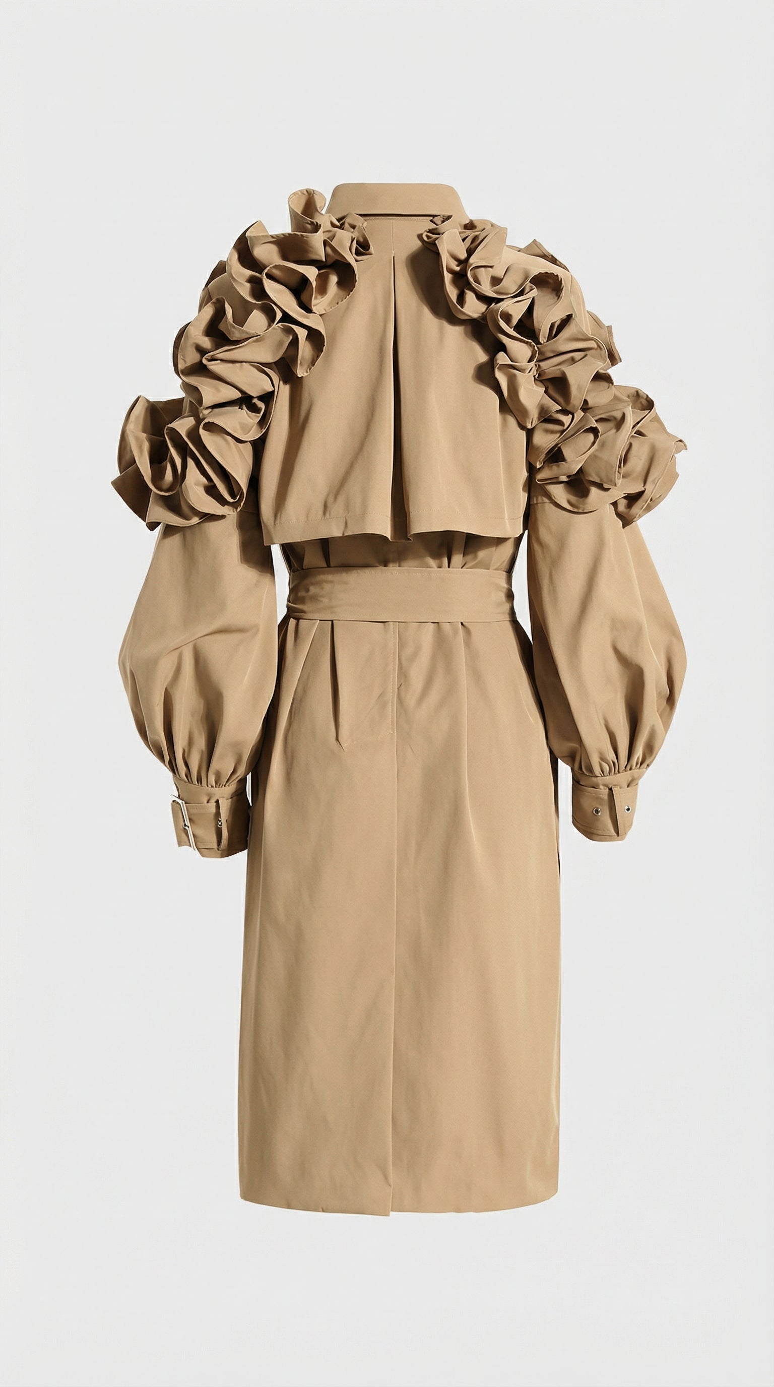 Lume - Gabardina larga de lujo para pasarela beige