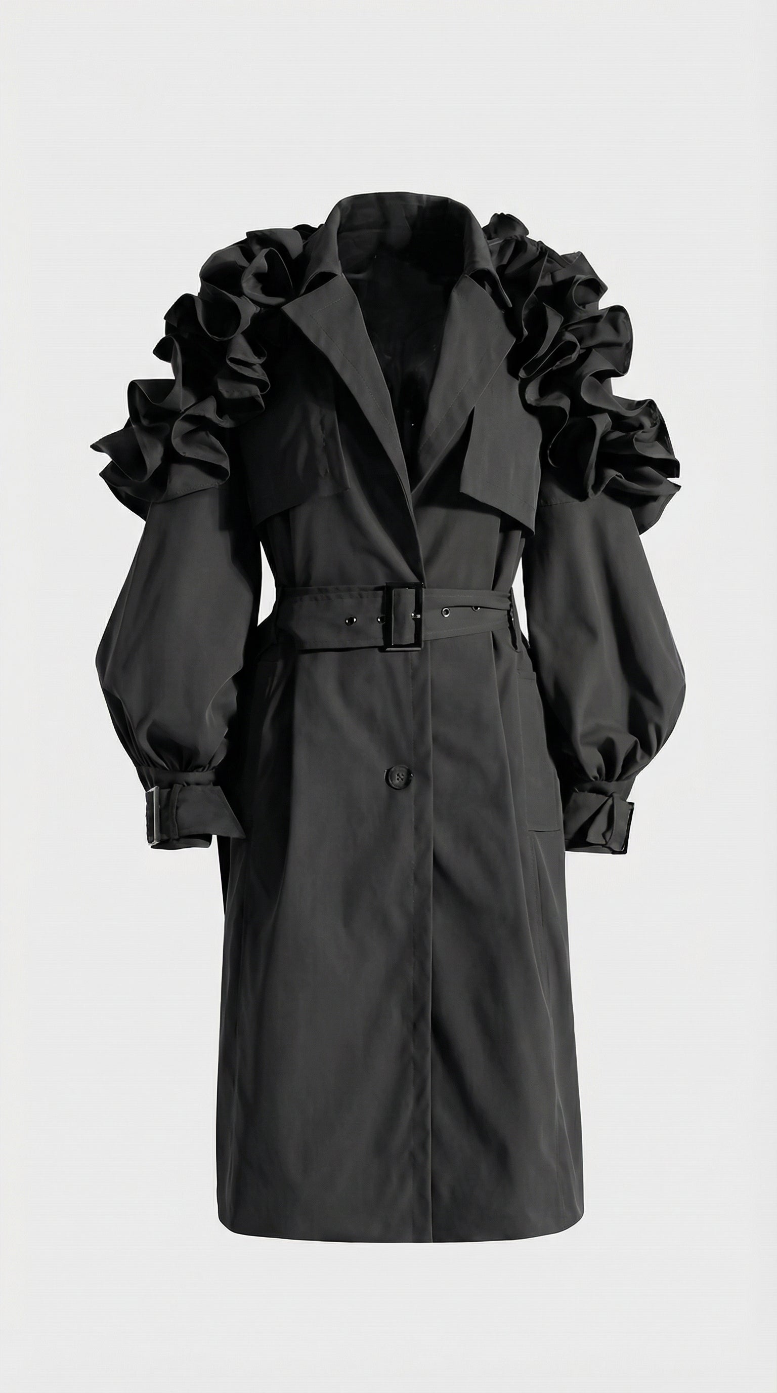 Lume - Trench largo de lujo en negro