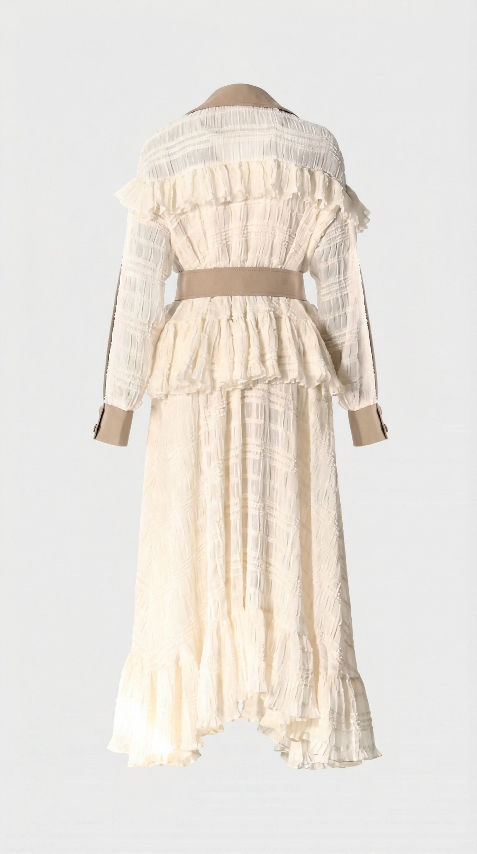 Siva - Trench-coat à empiècements en dentelle irrégulière