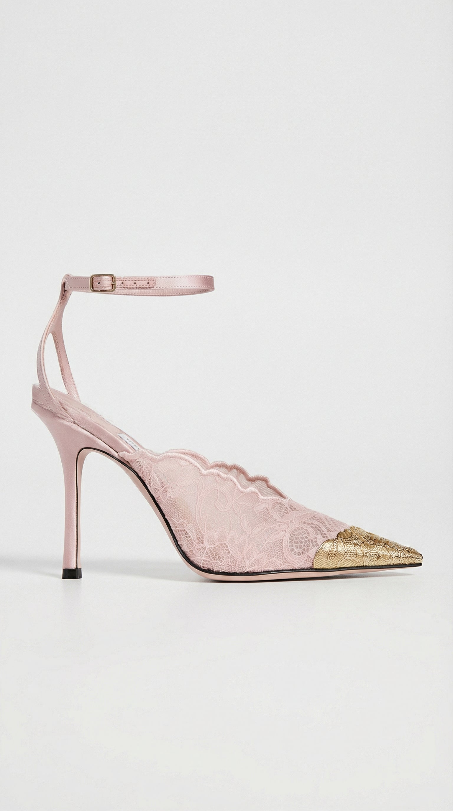 Kiva - Spitzenstickerei Metallspitze Absatzschuhe Rosa