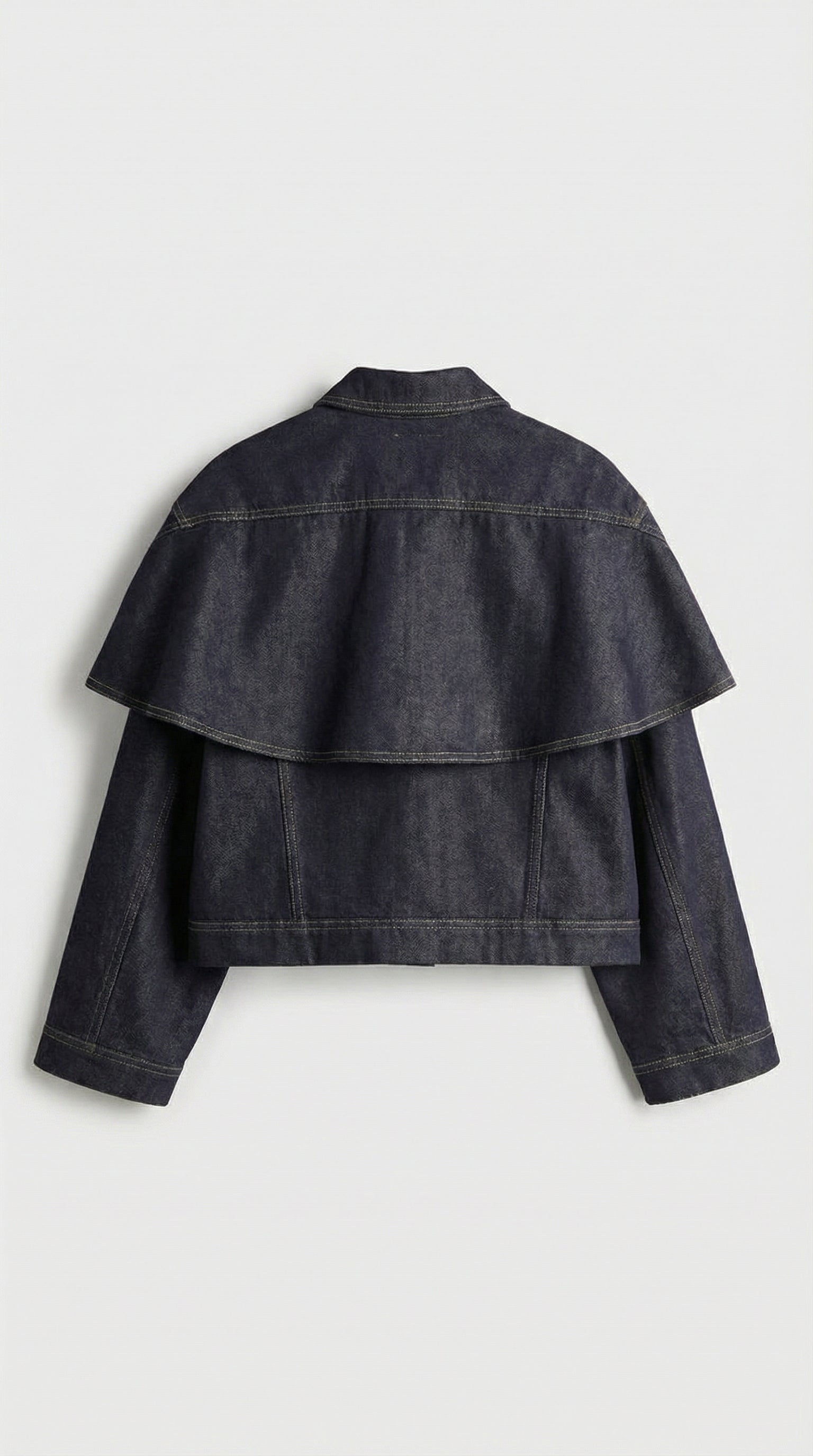 Asha - Cape-Layered Denim Knopfjacke