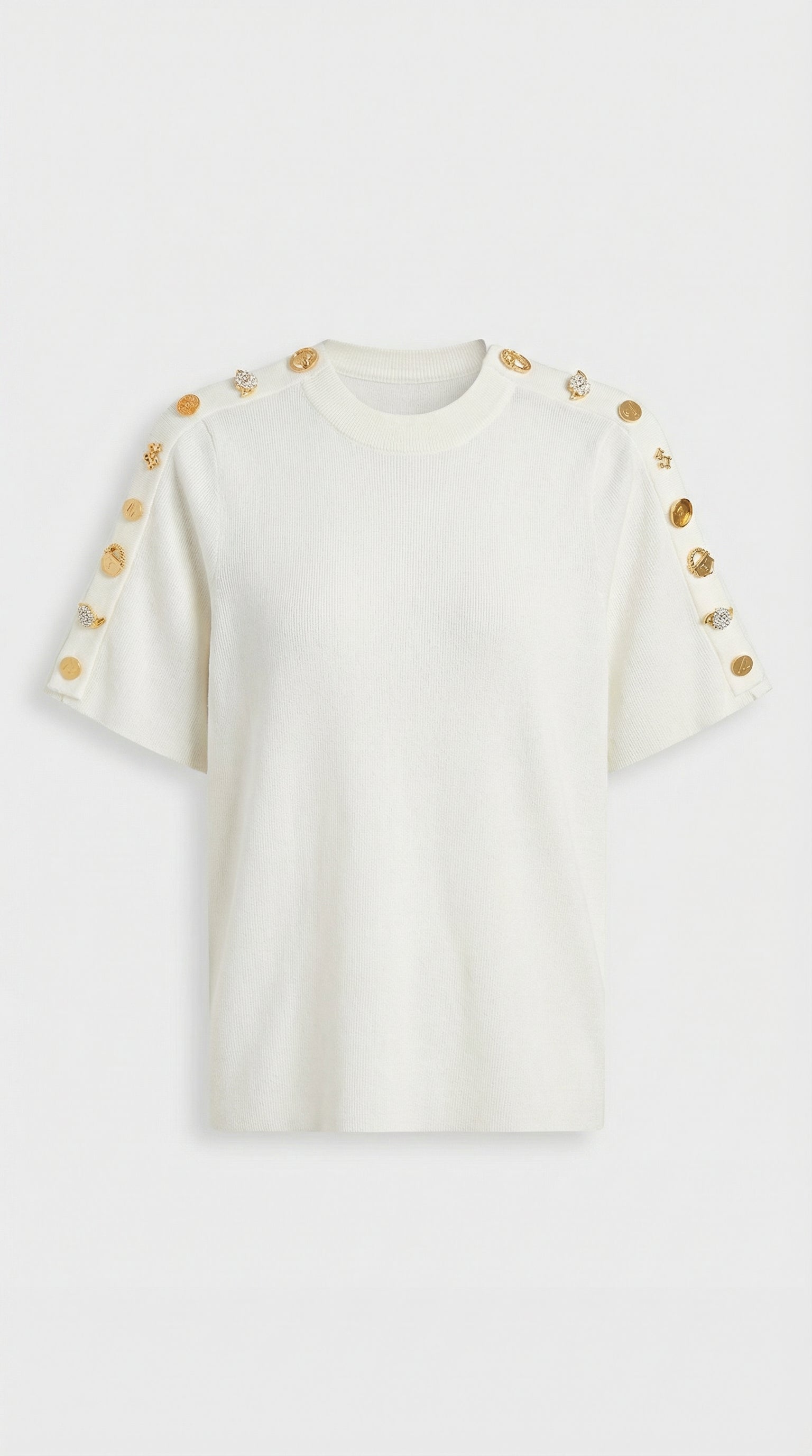 Avena - T-shirt en coton tricoté à boucle métallique, blanc