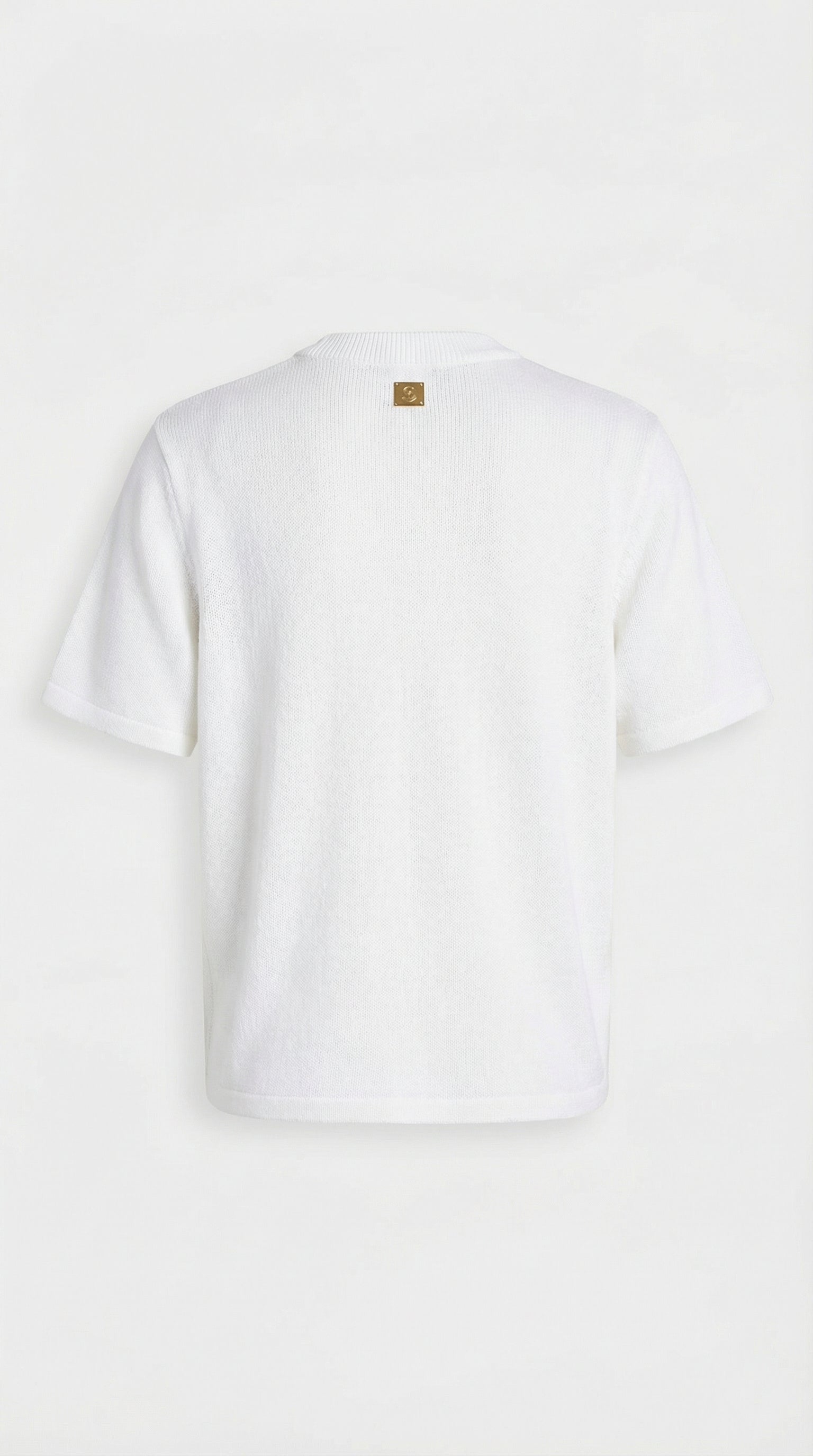 Avena - T-shirt en coton tricoté à boucle métallique, blanc