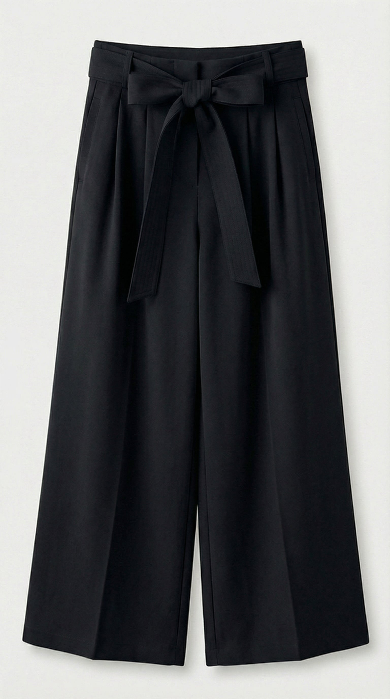 Nalo - Tie-Strap Faltenweite Hosen Schwarz