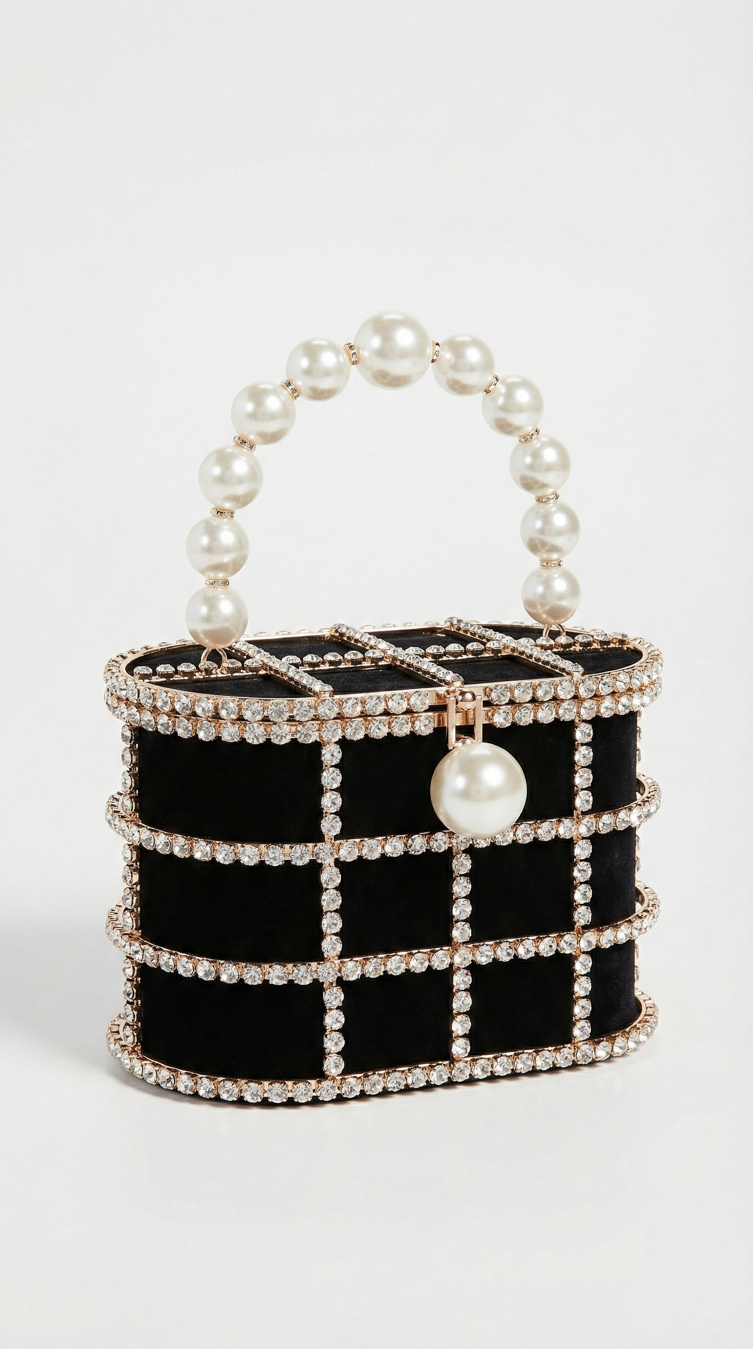 Kavi - Diamond & Pearl Metallic Cage Clutch