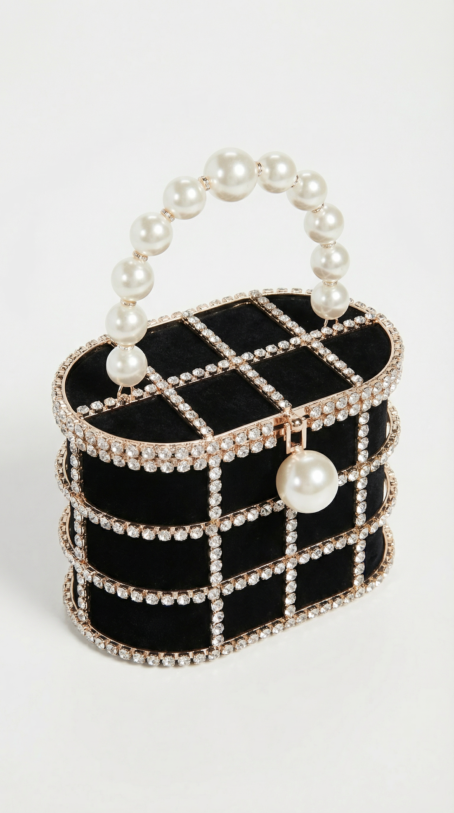 Kavi - Pochette Cage Métallique Diamant & Perle