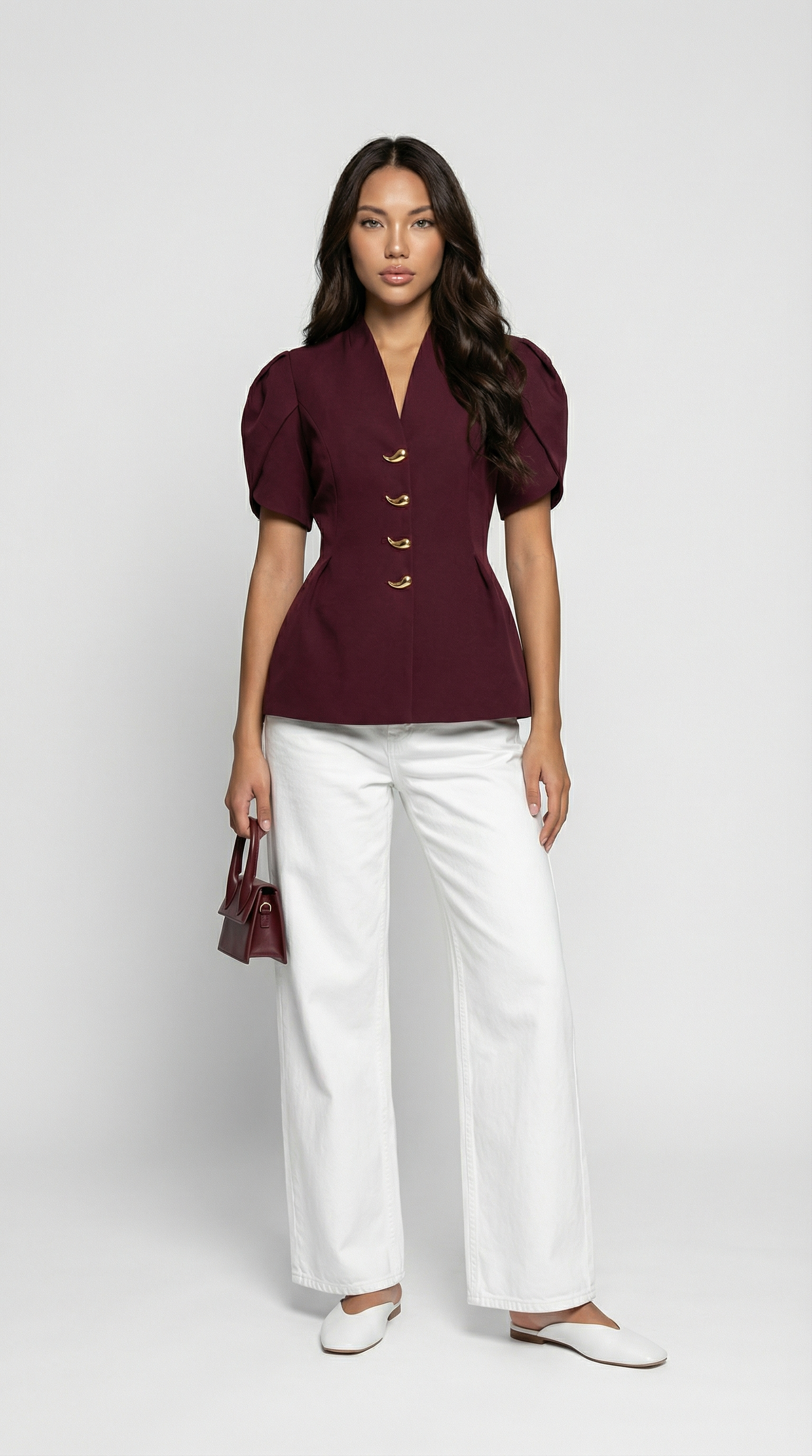 Livo - Léine Puff-Sleeve Burgundy