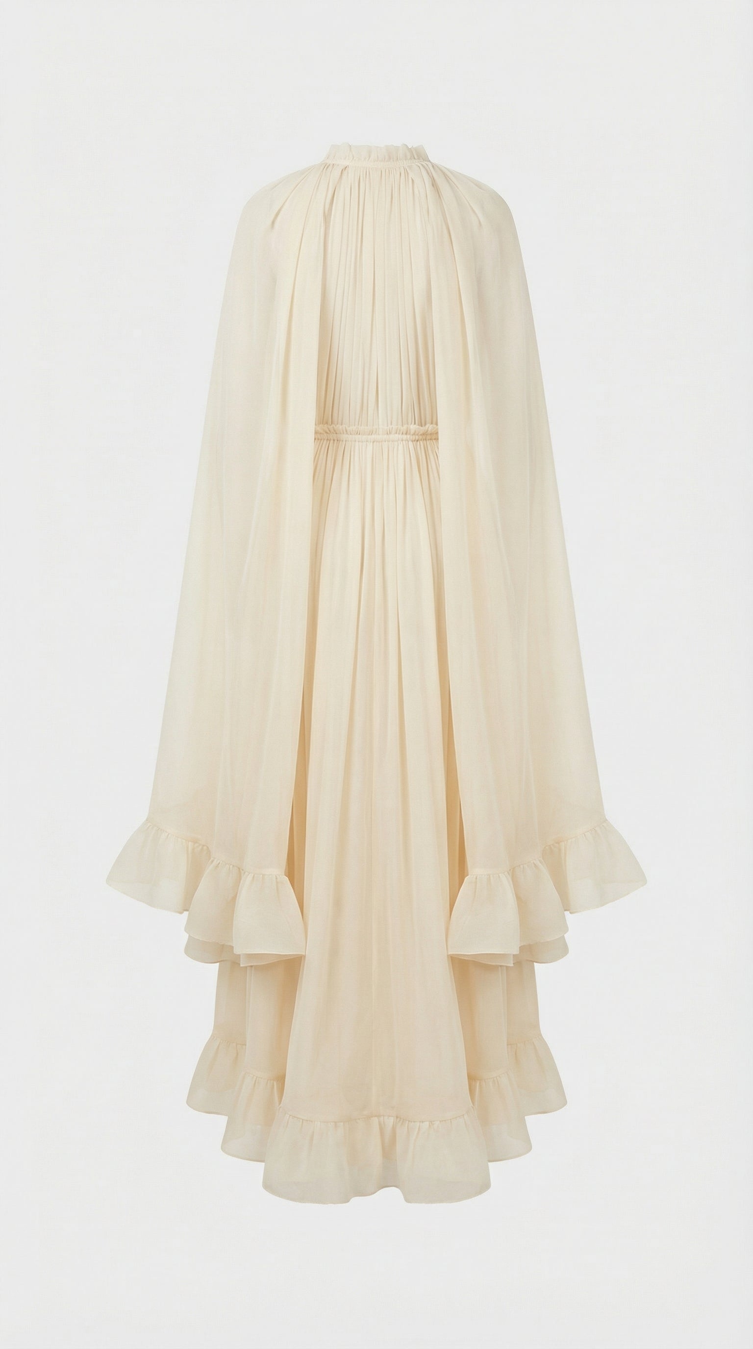 Elina - Vestido de noche con capa de volantes de lujo