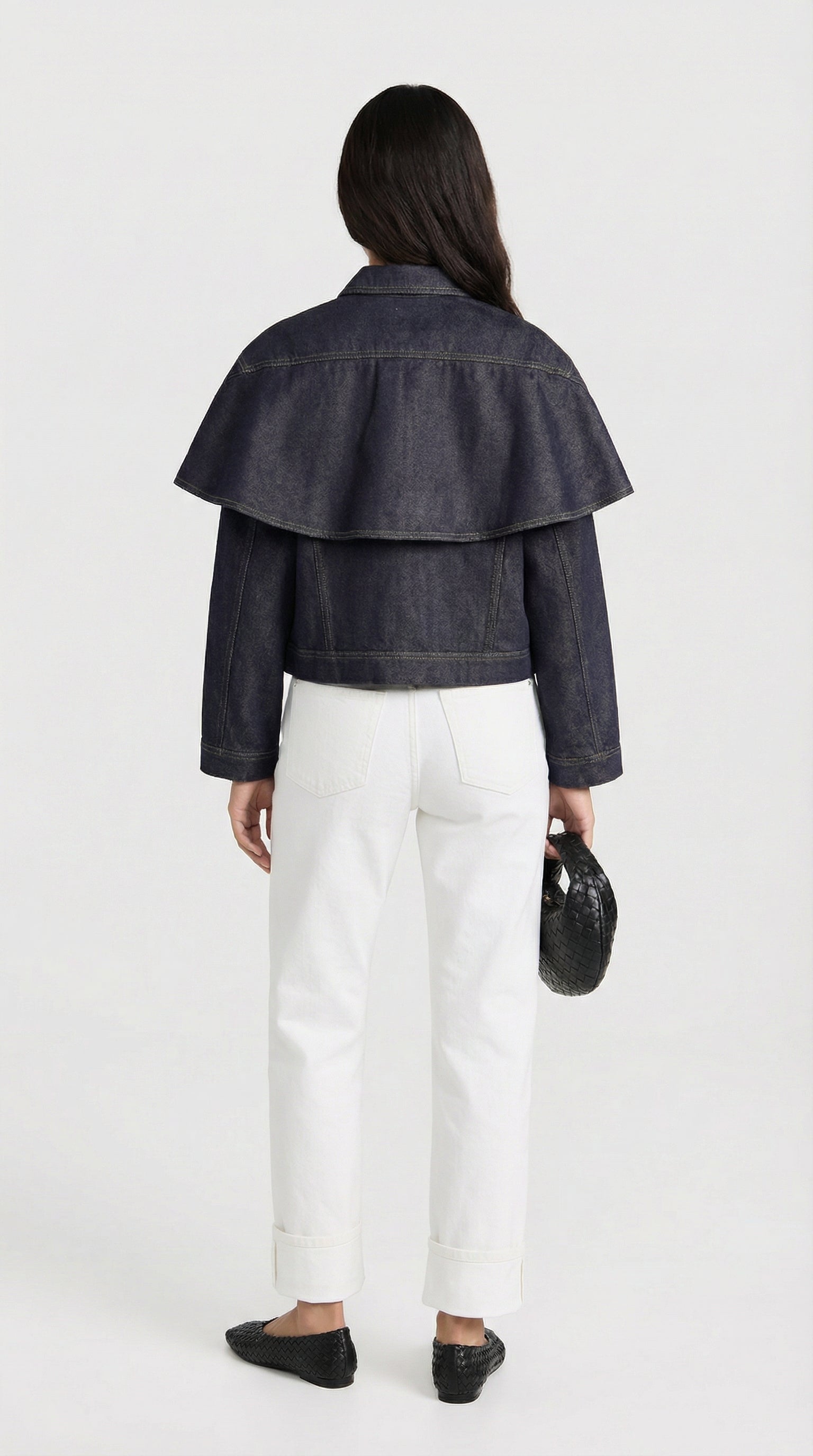 Asha - Cape Layered Denim Button Jacket