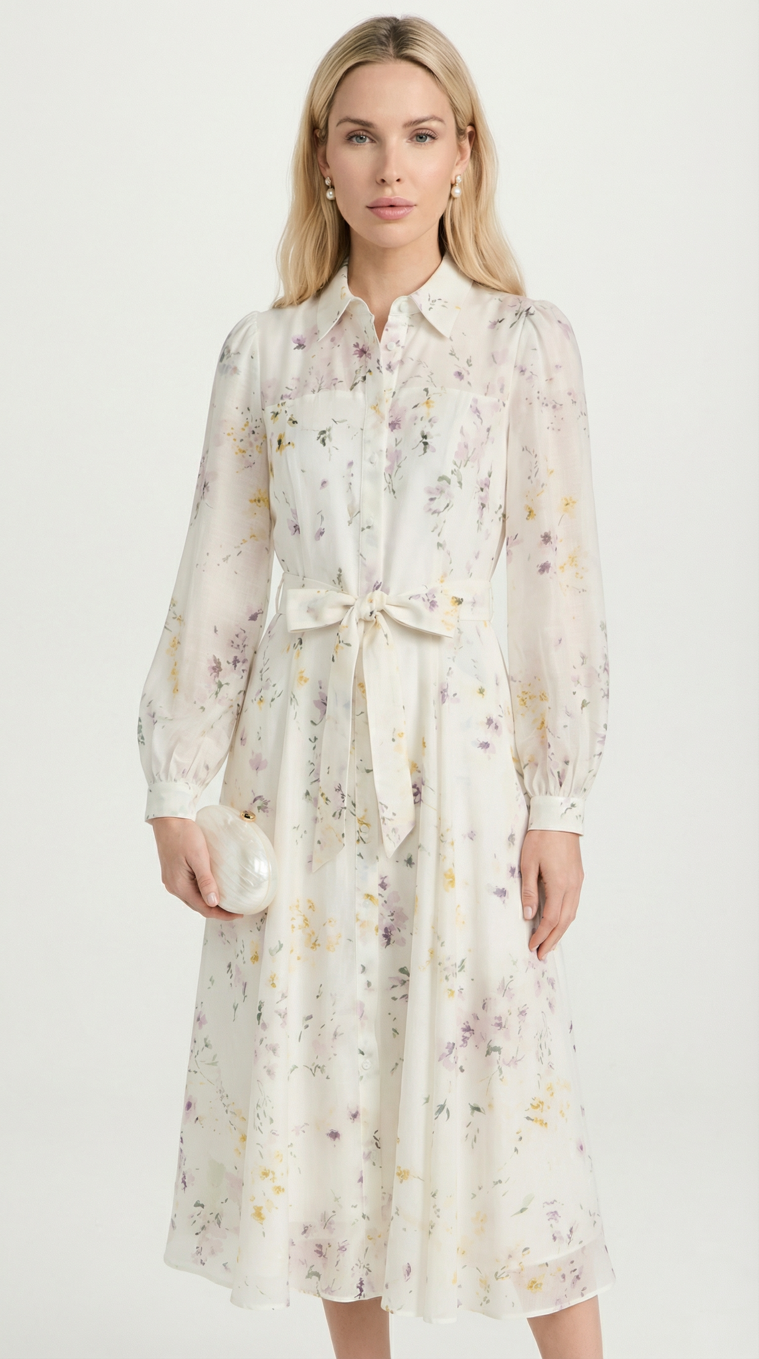 Runa - Printed Sheer Lace-Up Midi Dress