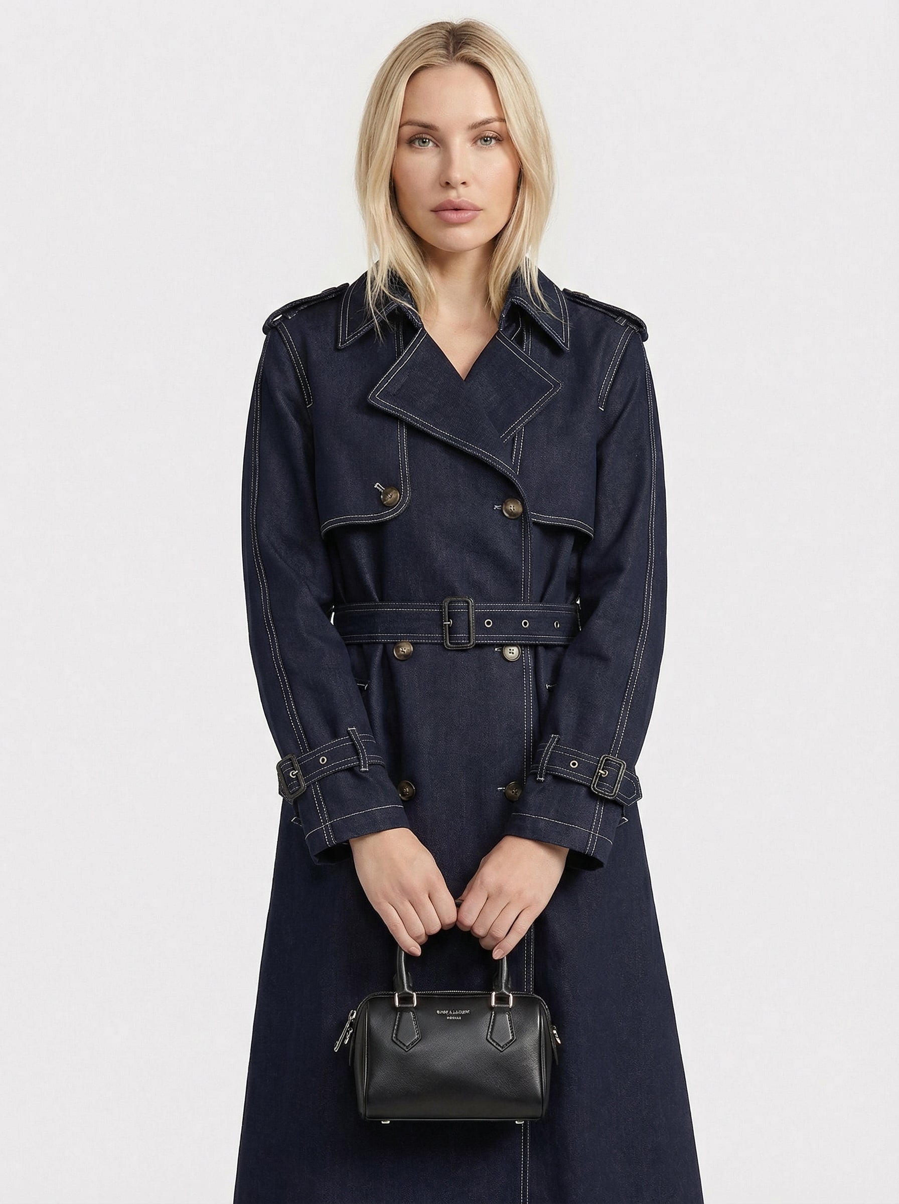 Aira - Britischer Stil Denim-Trenchcoat