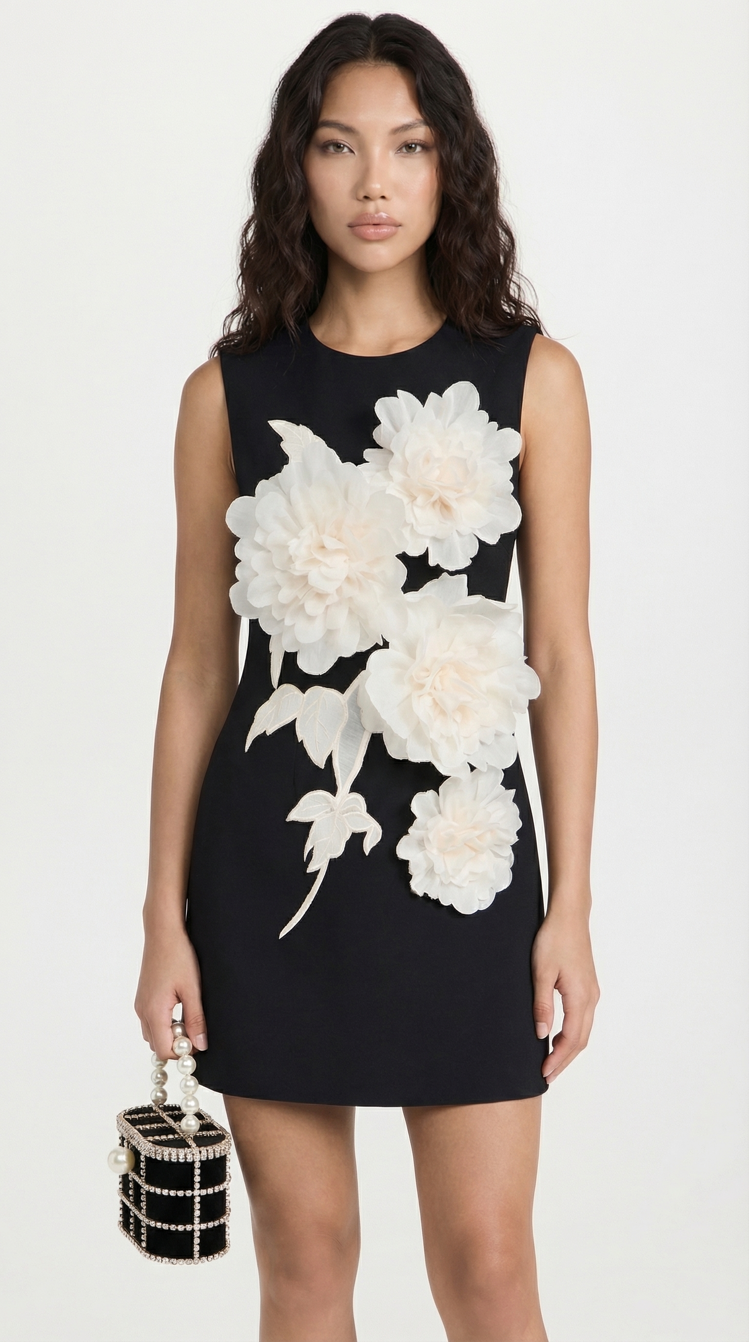 Cava - Robe mi-longue florale en trois dimensions