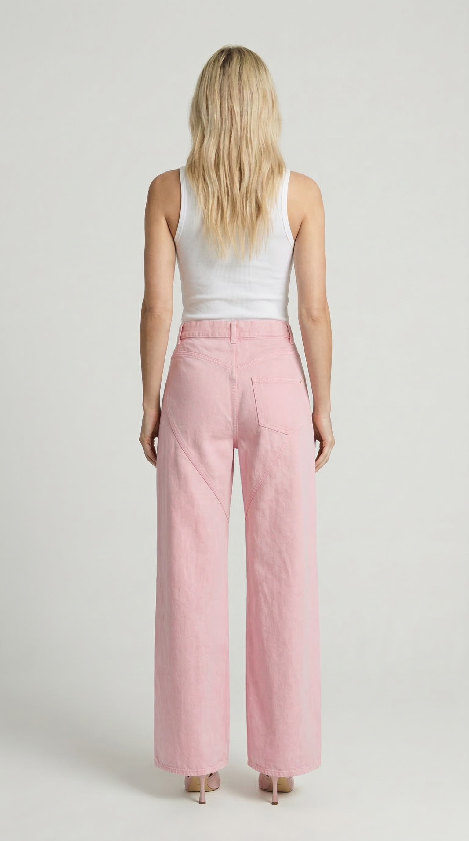 Suri - Jean large en denim de coton, coupe asymétrique effet diamant