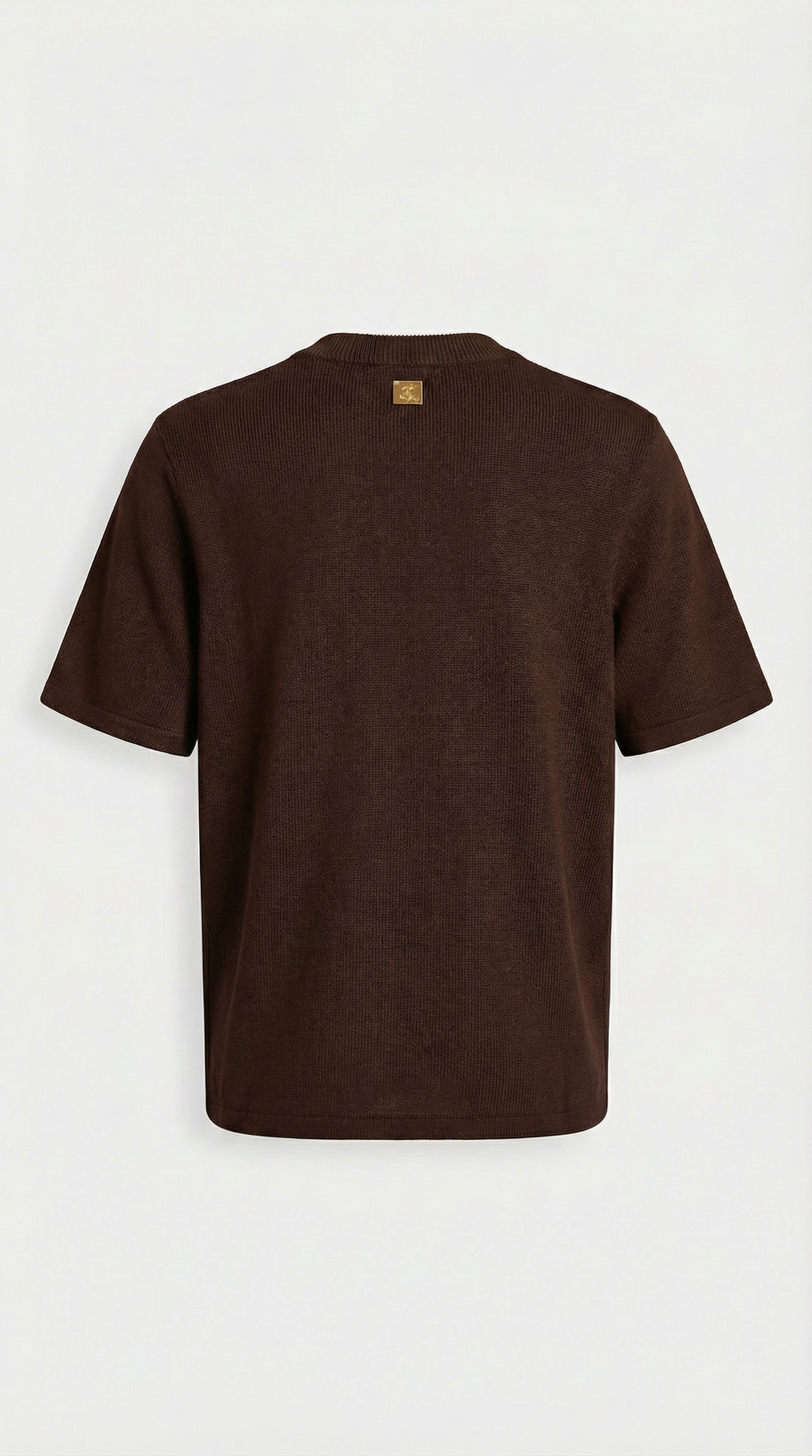 Avena - Metallverschluss Baumwollstrick T-Shirt Braun