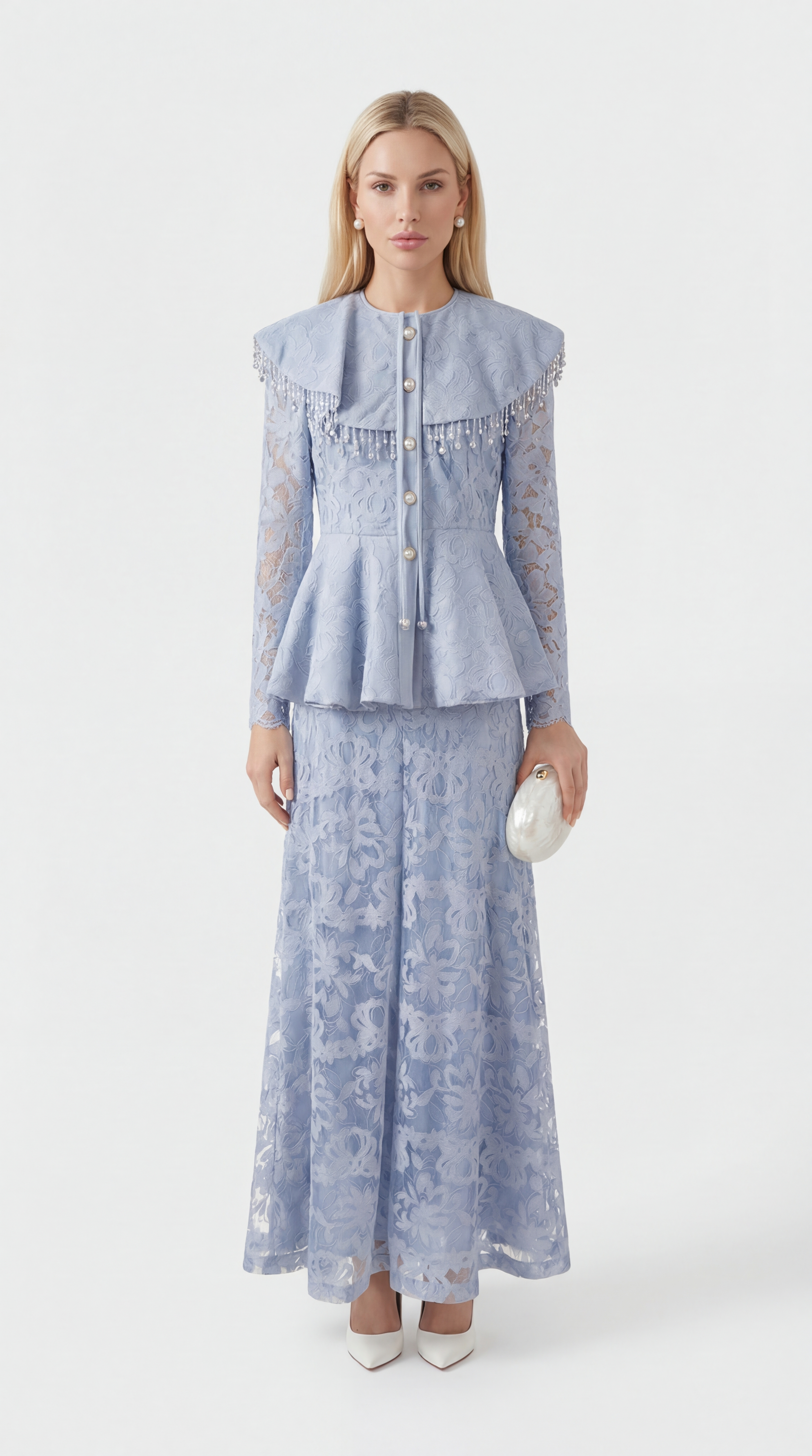 Tava - Completo con applicazioni e nappine blu