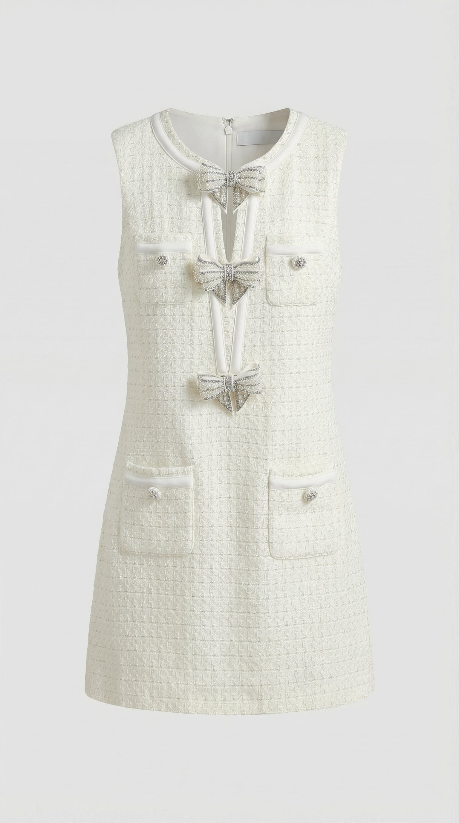 Reta - Triple Bow Crystal-Embellished Tweed Dress